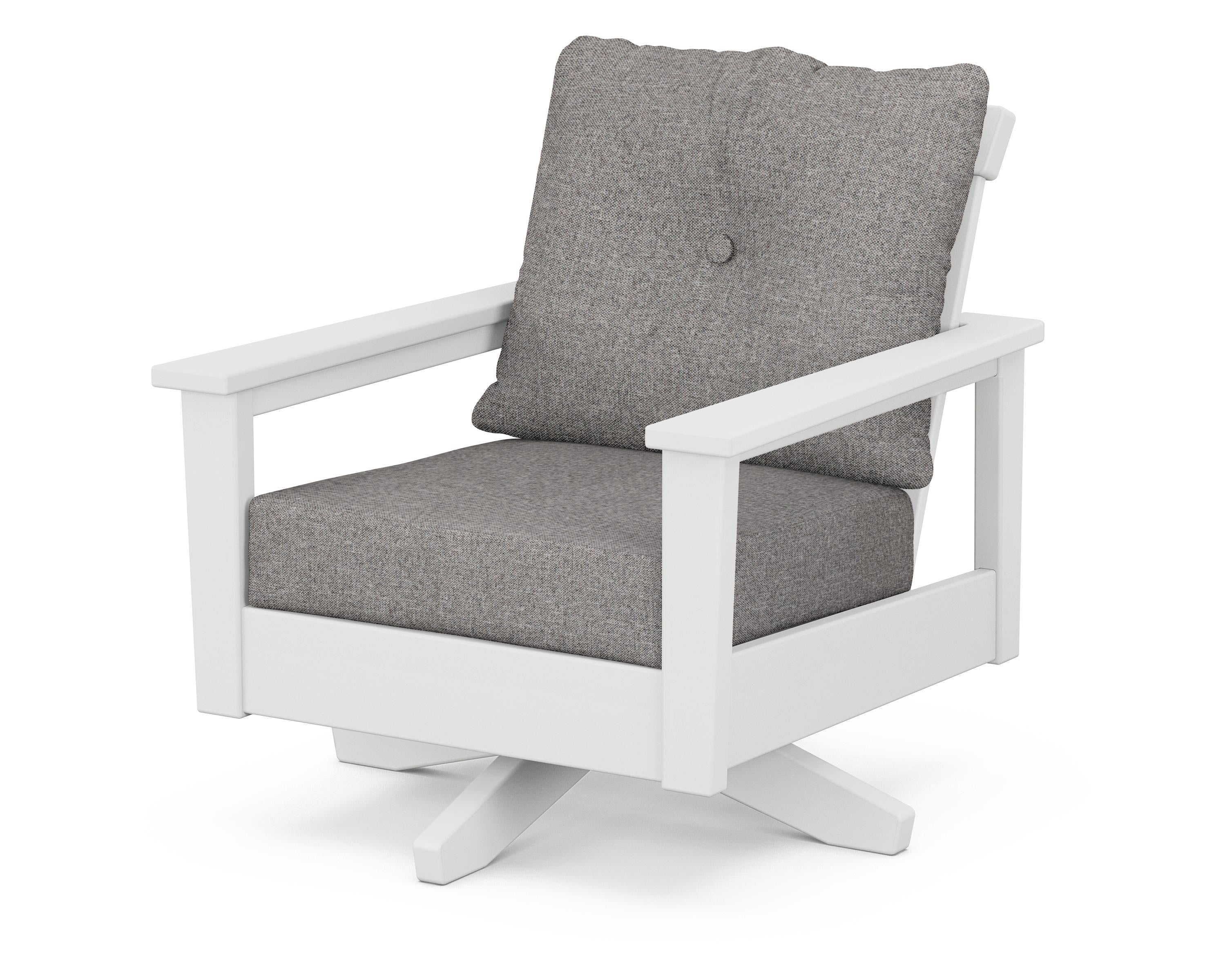 POLYWOOD® Prescott Deep Seating Swivel Chair in White / Grey Mist
