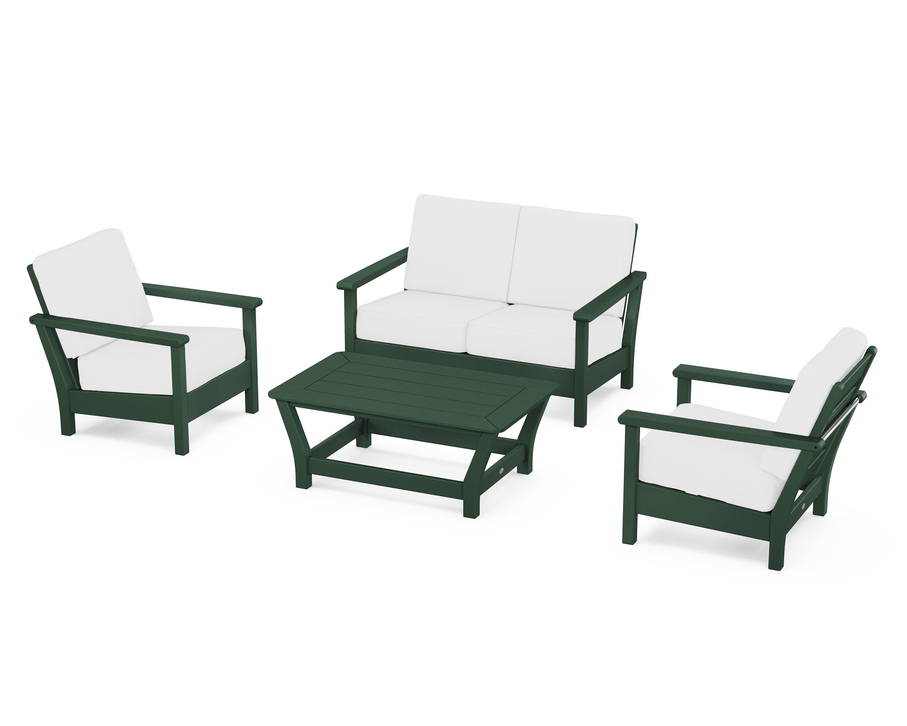 POLYWOOD® Harbour 4-Piece Deep Seating Set in Green / Natural
