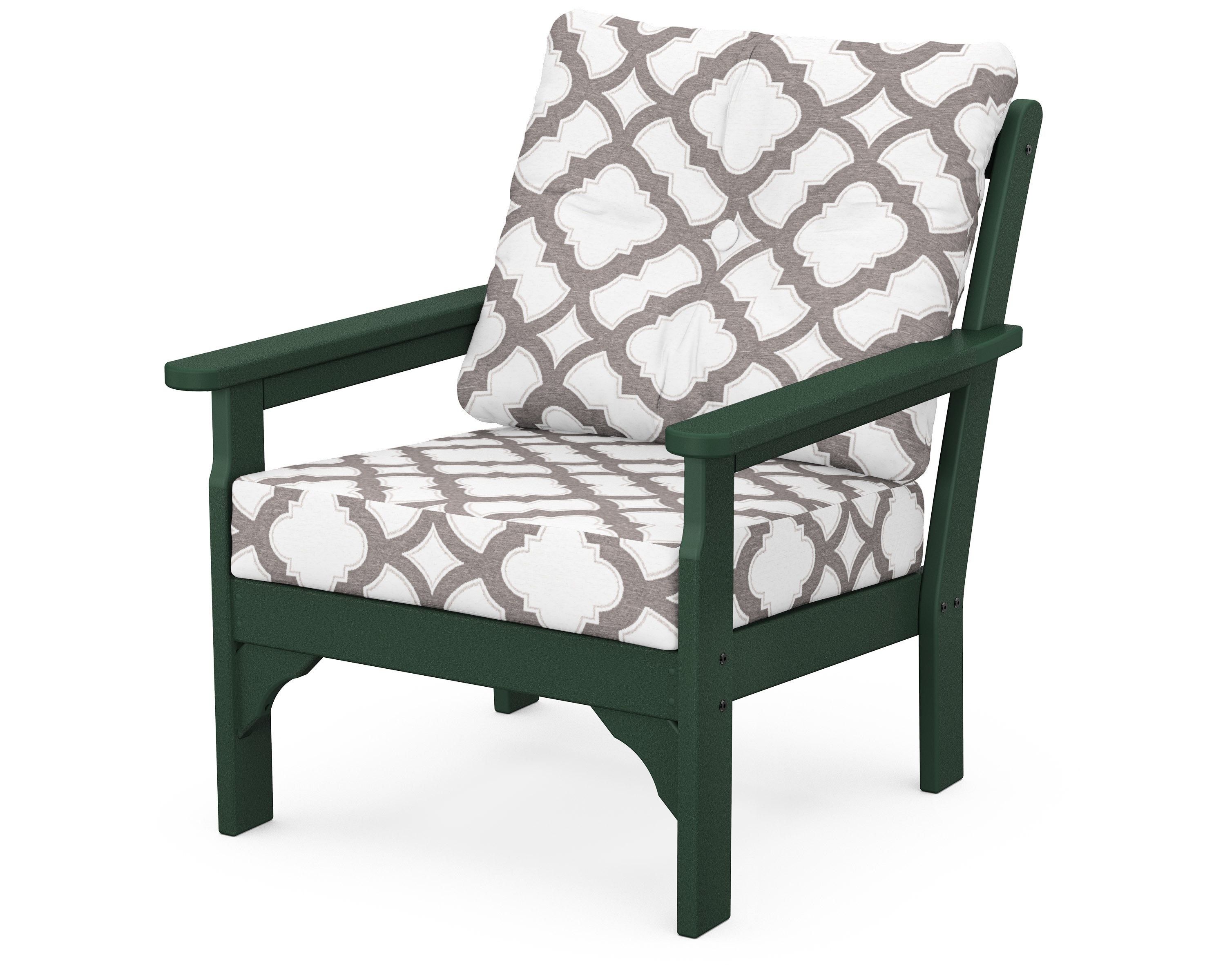 POLYWOOD® Vineyard Deep Seating Chair in Green / Trellis Grey Mist