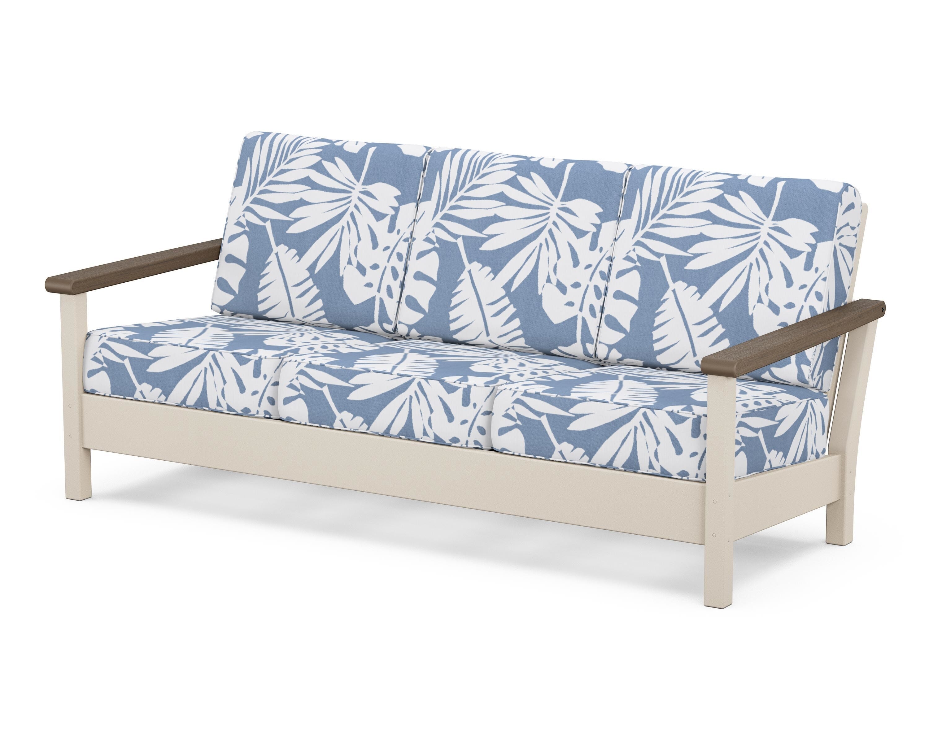 POLYWOOD® Harbour Deep Seating Sofa in Sand / Kona / Leaf Sky Blue