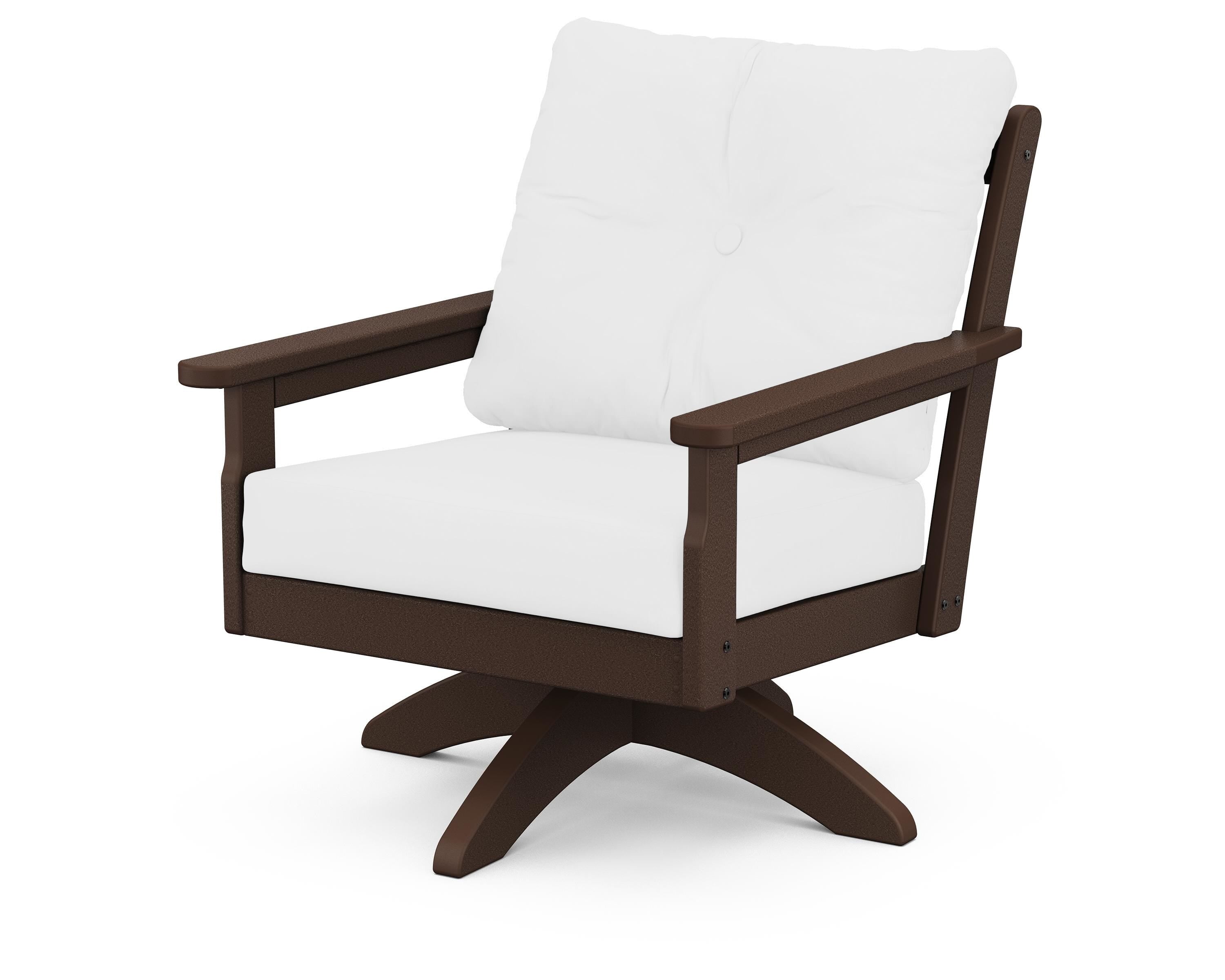 POLYWOOD® Vineyard Deep Seating Swivel Chair in Mahogany / Natural