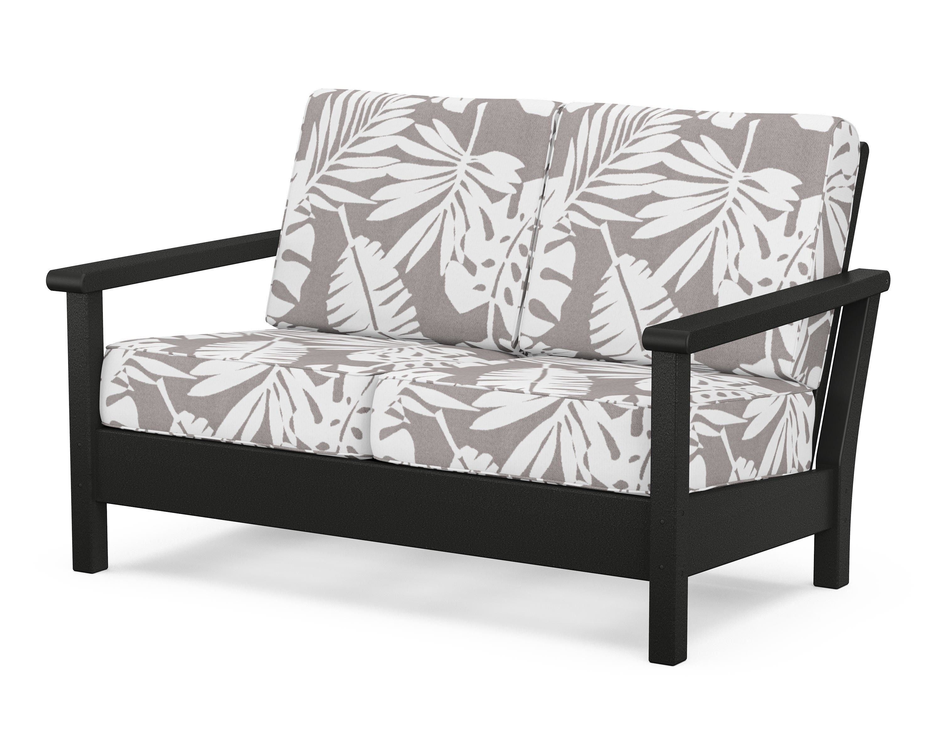 POLYWOOD® Harbour Deep Seating Loveseat in Black / Leaf Grey Mist
