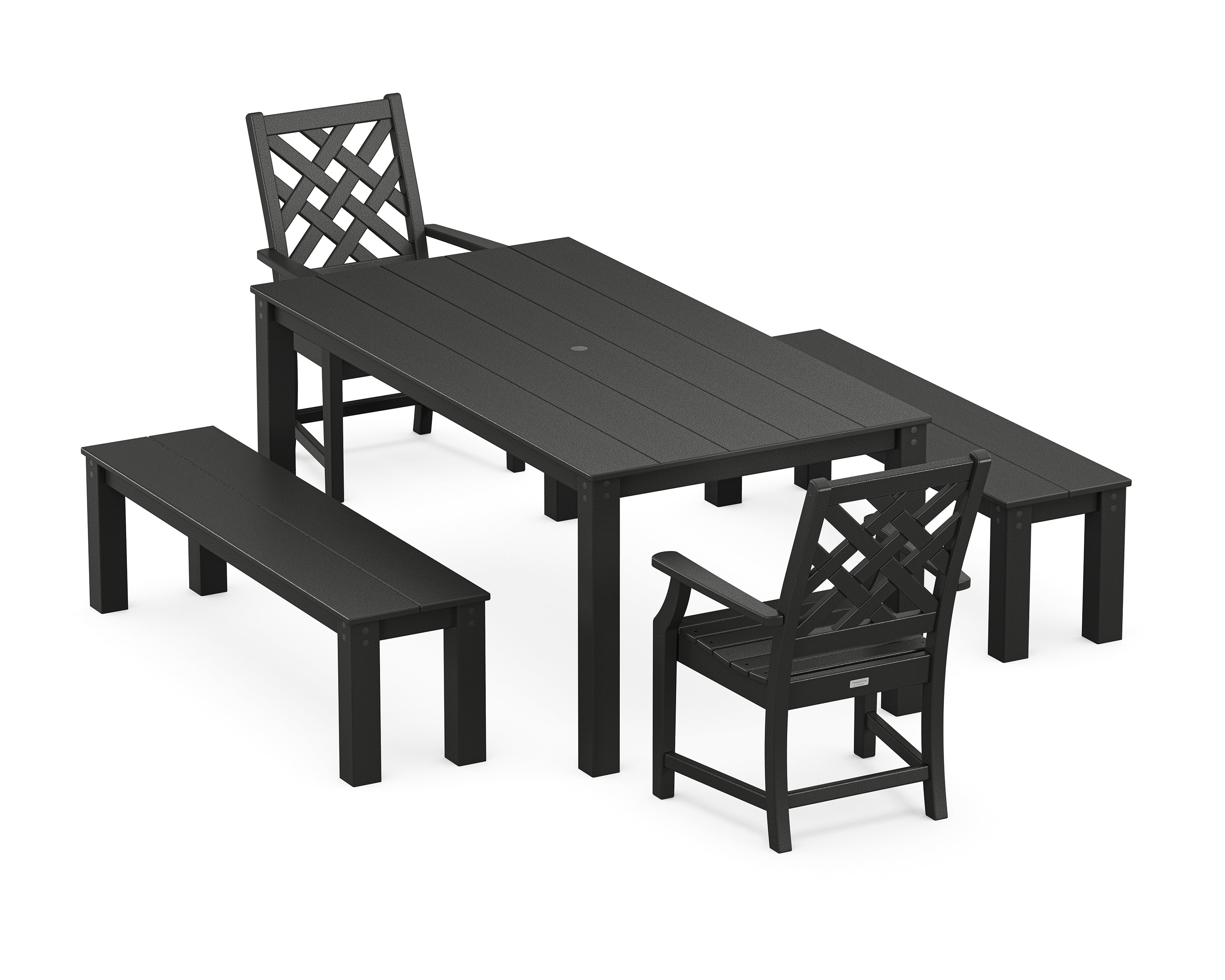 Country Living Wovendale 5-Piece Parsons Dining Set with Benches in Black