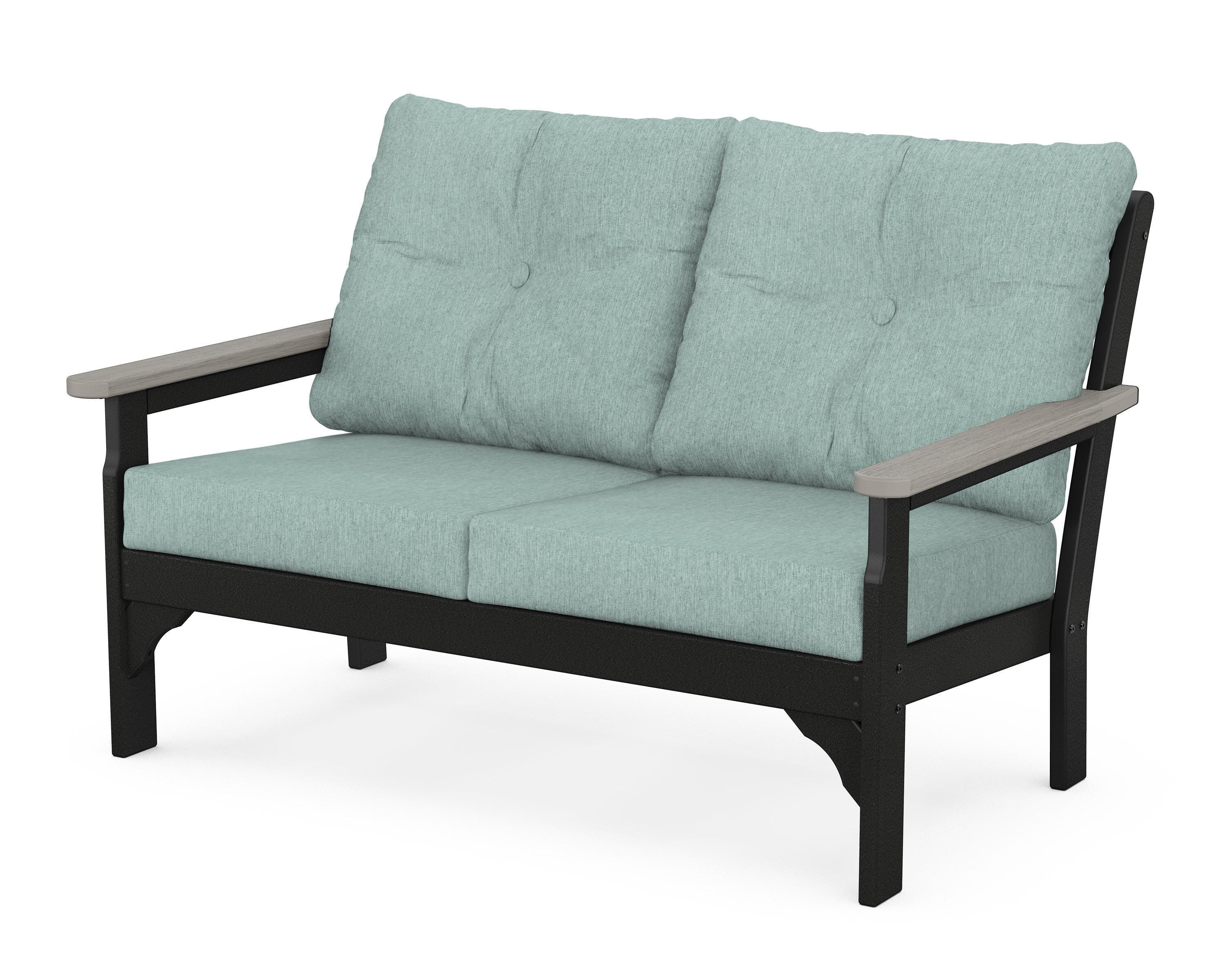 POLYWOOD® Vineyard Deep Seating Loveseat in Black / Driftwood / Glacier Spa