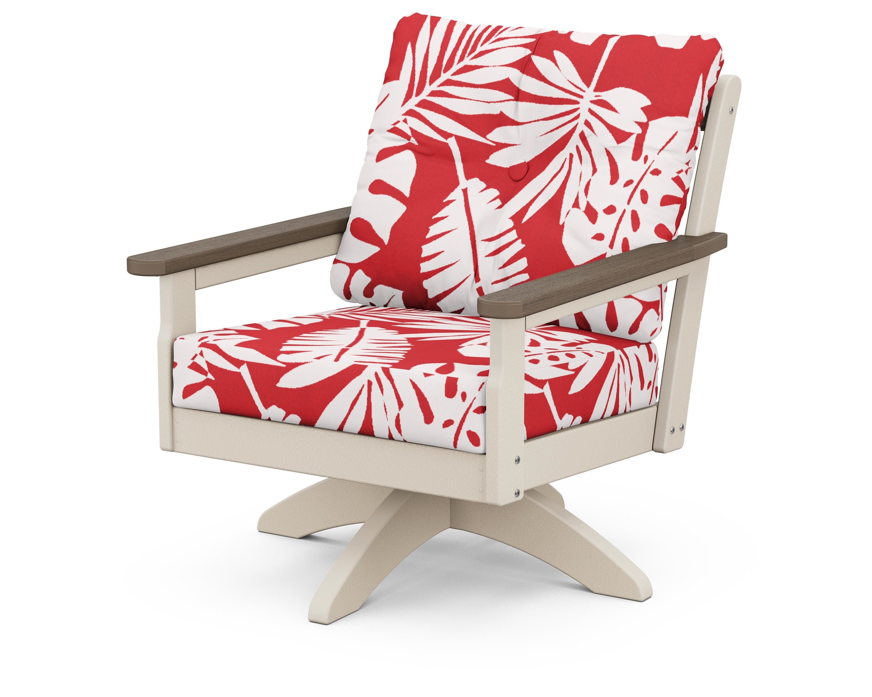 POLYWOOD® Vineyard Deep Seating Swivel Chair in Sand / Kona / Leaf Crimson