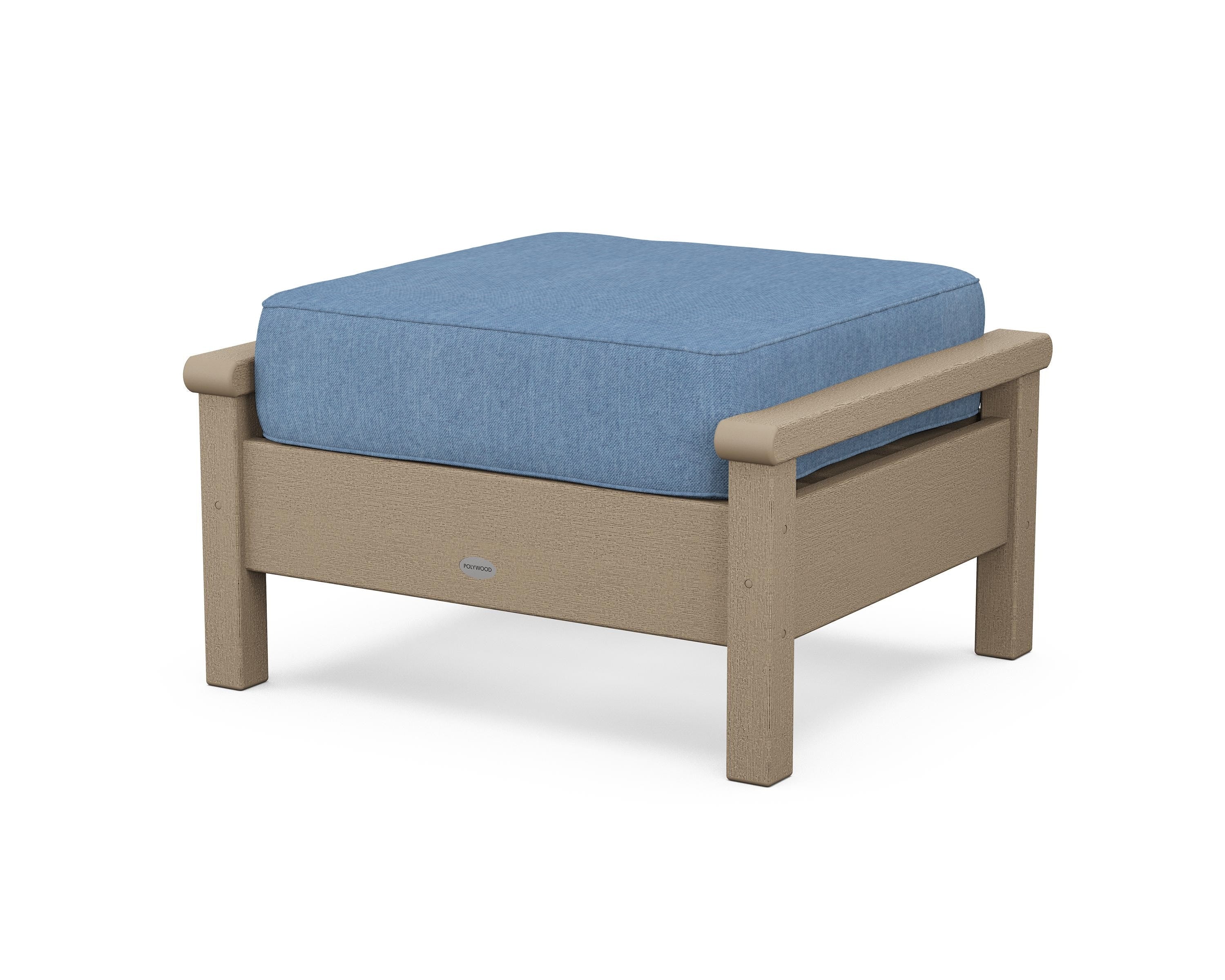 POLYWOOD® Harbour Deep Seating Ottoman in Vintage Sahara / Sky Blue