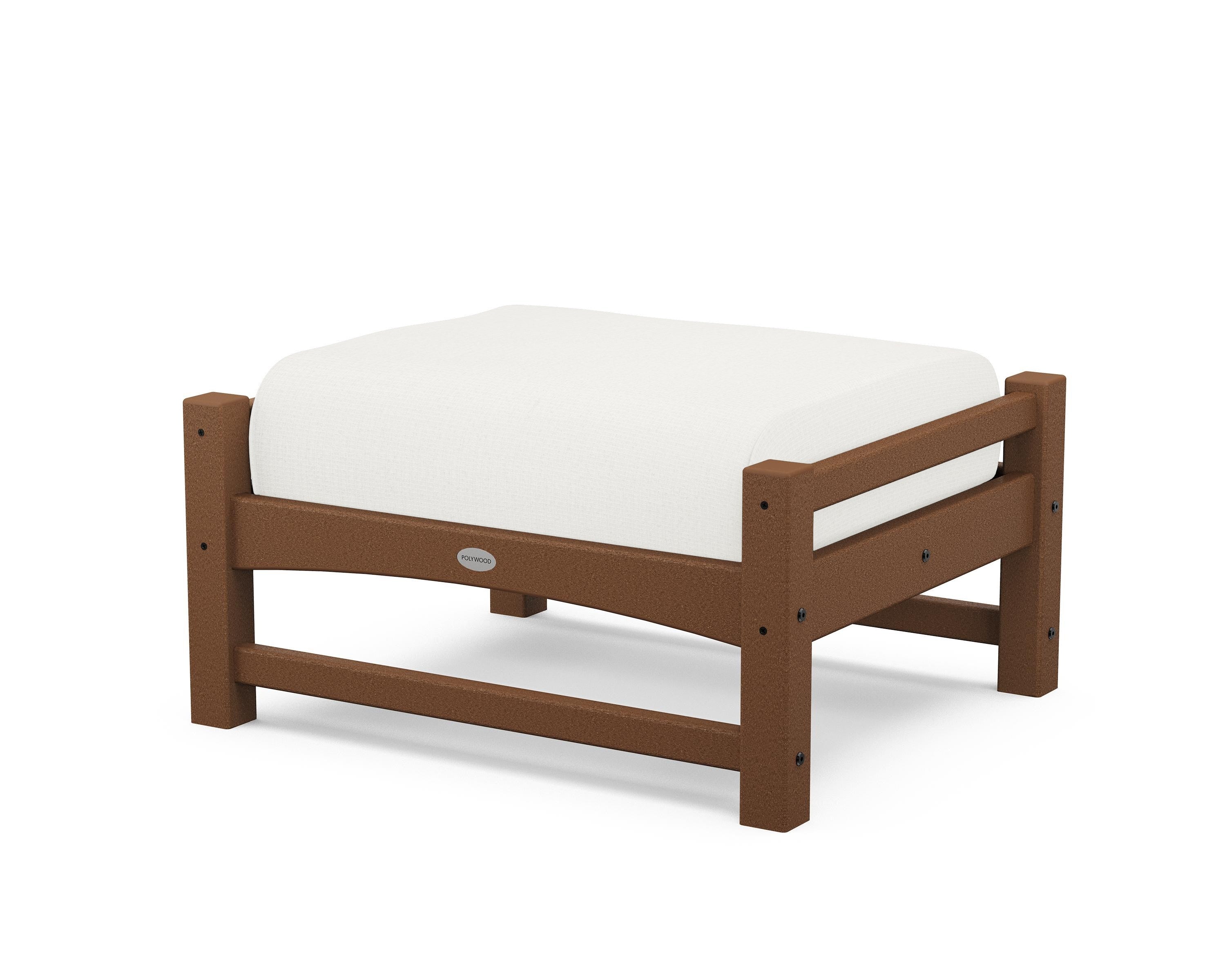POLYWOOD® Club Ottoman in Teak / Natural Linen