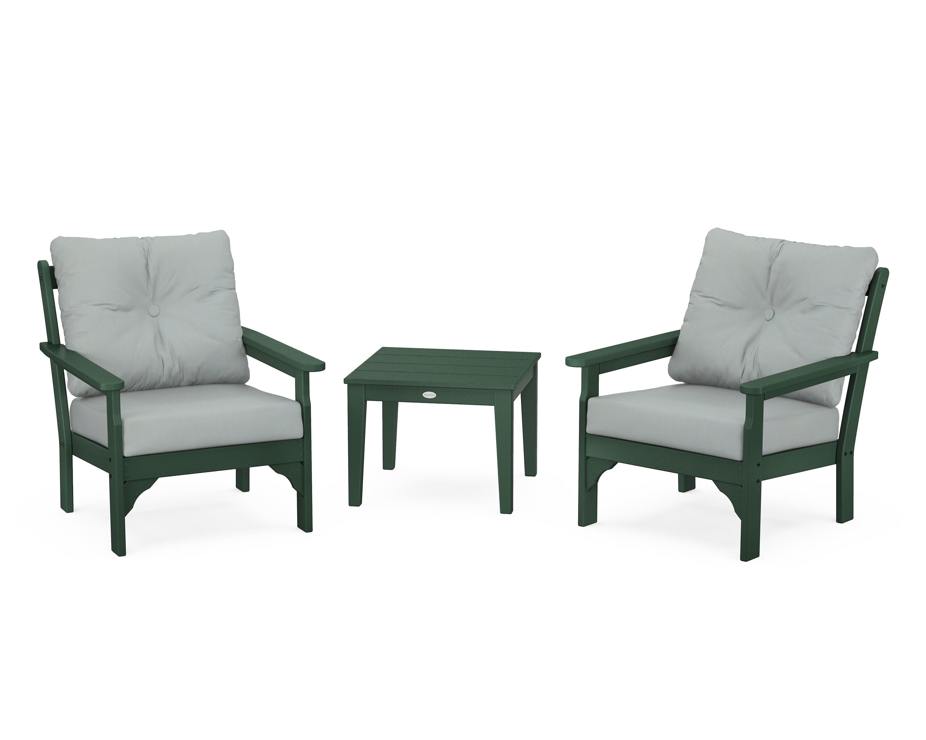 POLYWOOD® Vineyard 3-Piece Deep Seating Set in Green / Spa