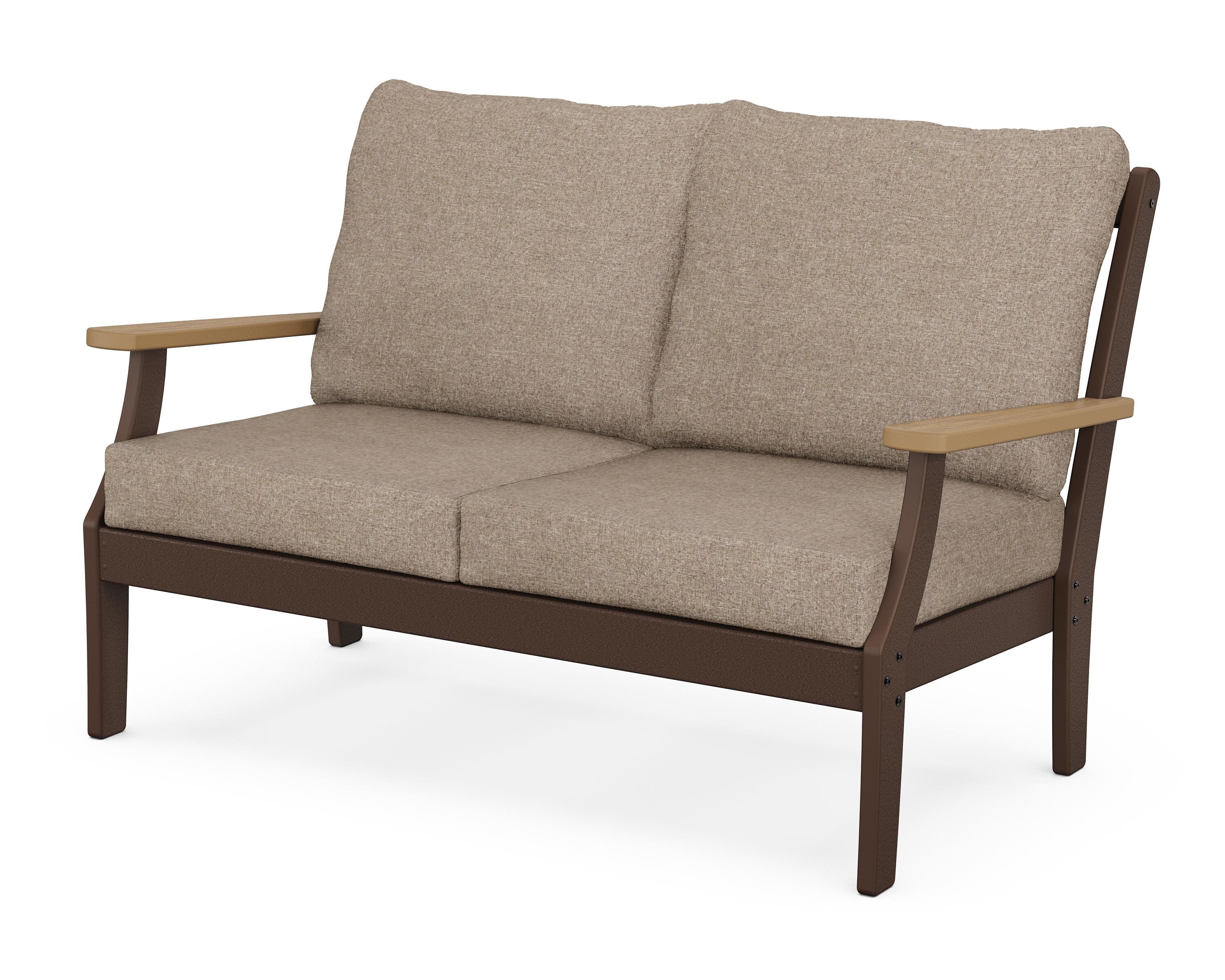 POLYWOOD® Braxton Deep Seating Loveseat in Mahogany / Natural / Spiced Burlap