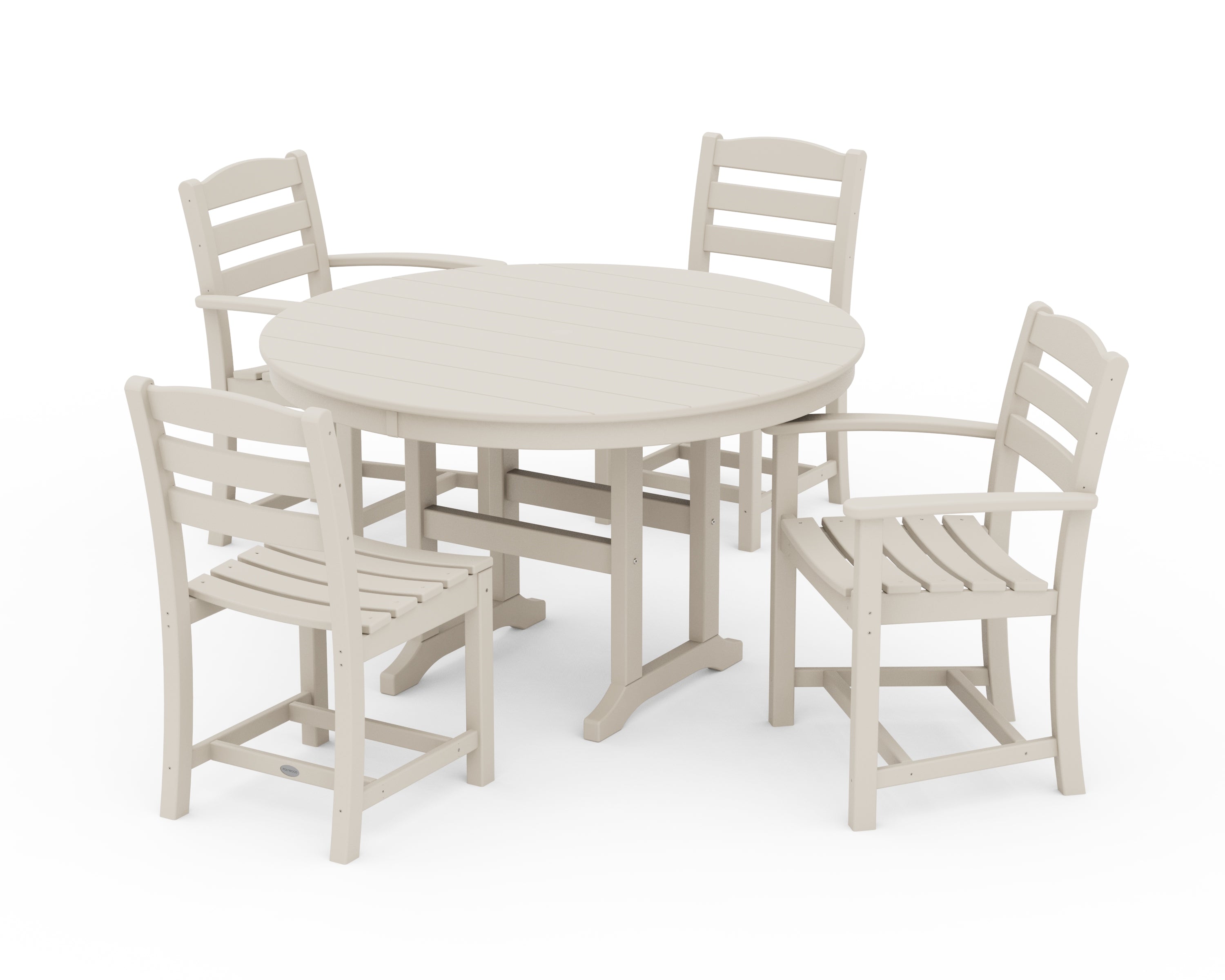 POLYWOOD® La Casa Café 5-Piece Round Farmhouse Dining Set in Sand
