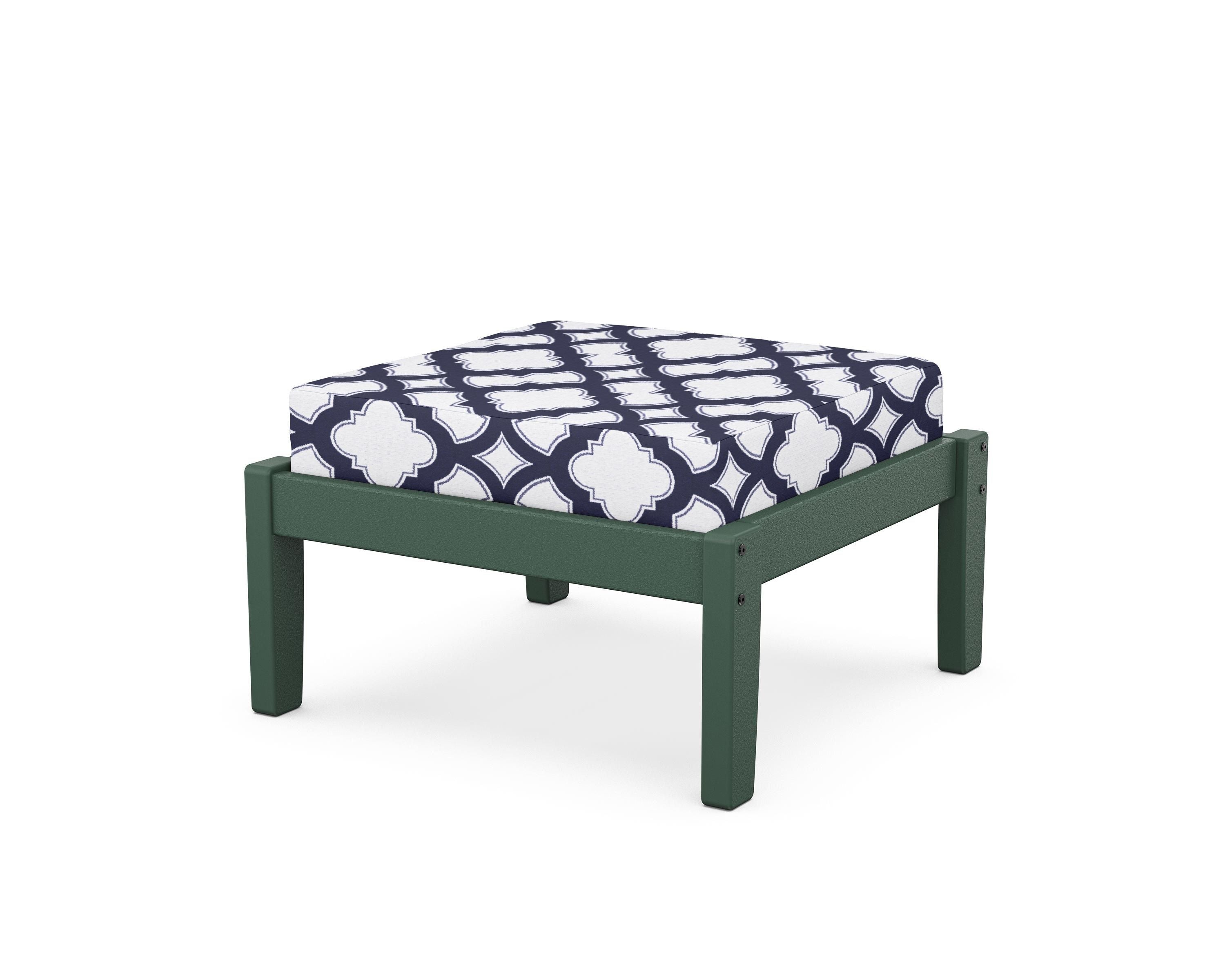 Unbranded Deep Seating Ottoman in Green / Trellis Navy
