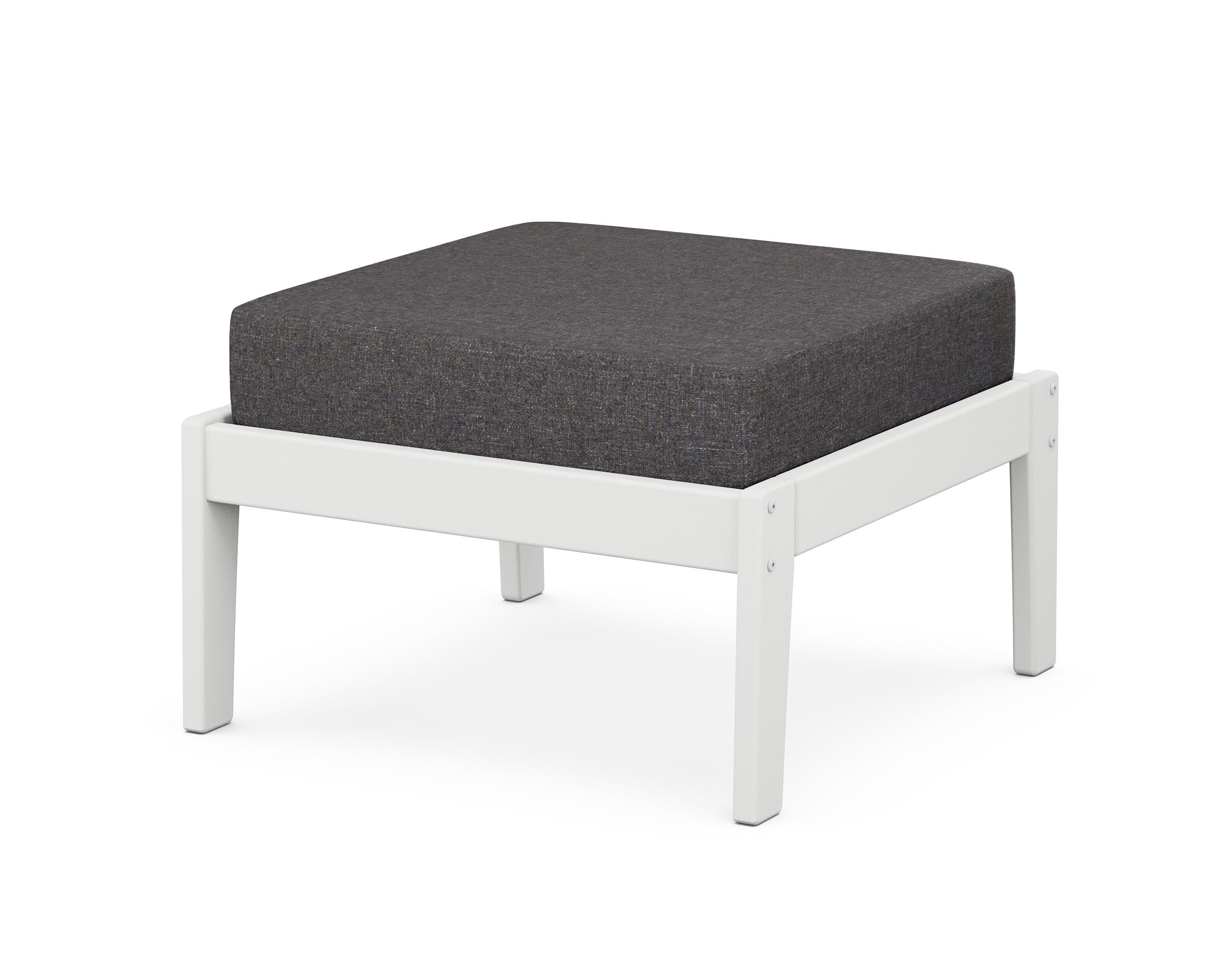 Unbranded Deep Seating Ottoman in White / Ash Charcoal