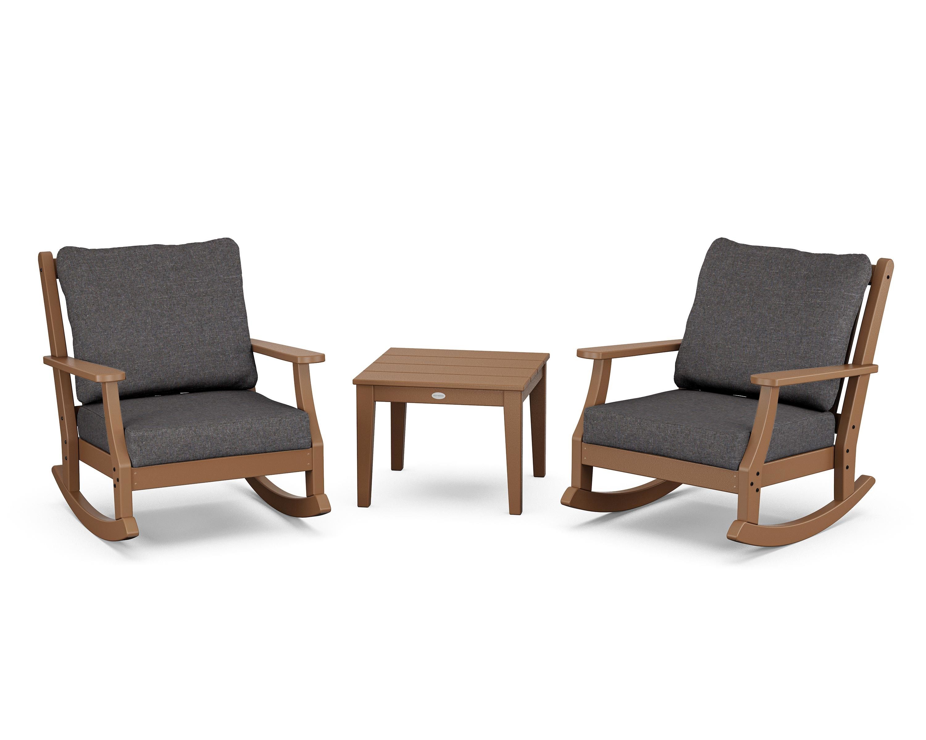 Country Living Wovendale 3-Piece Deep Seating Rocker Set in Teak / Ash Charcoal