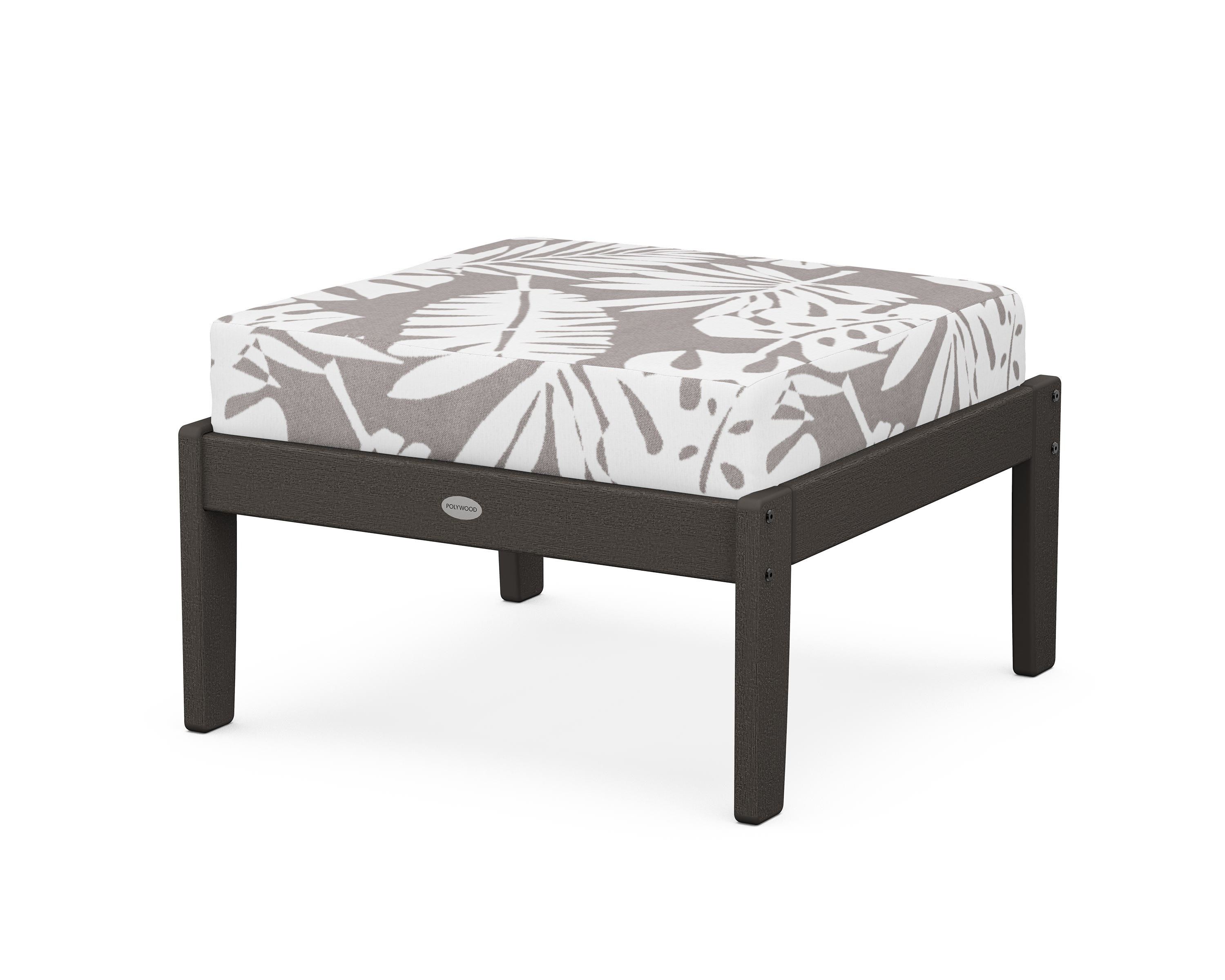POLYWOOD® Braxton Deep Seating Ottoman in Vintage Coffee / Leaf Grey Mist
