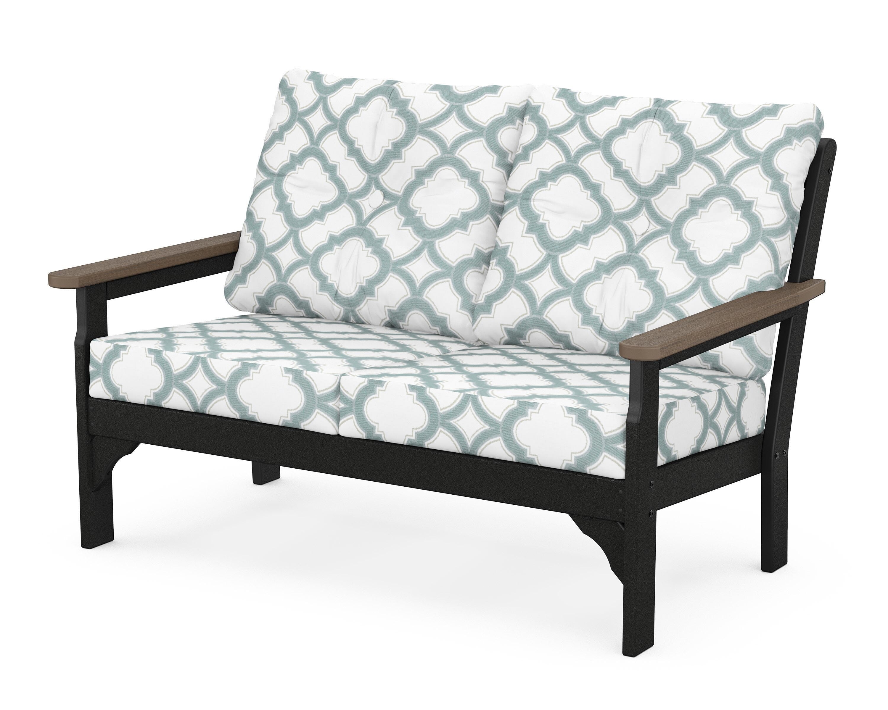 POLYWOOD® Vineyard Deep Seating Loveseat in Black / Kona / Trellis Glacier Spa