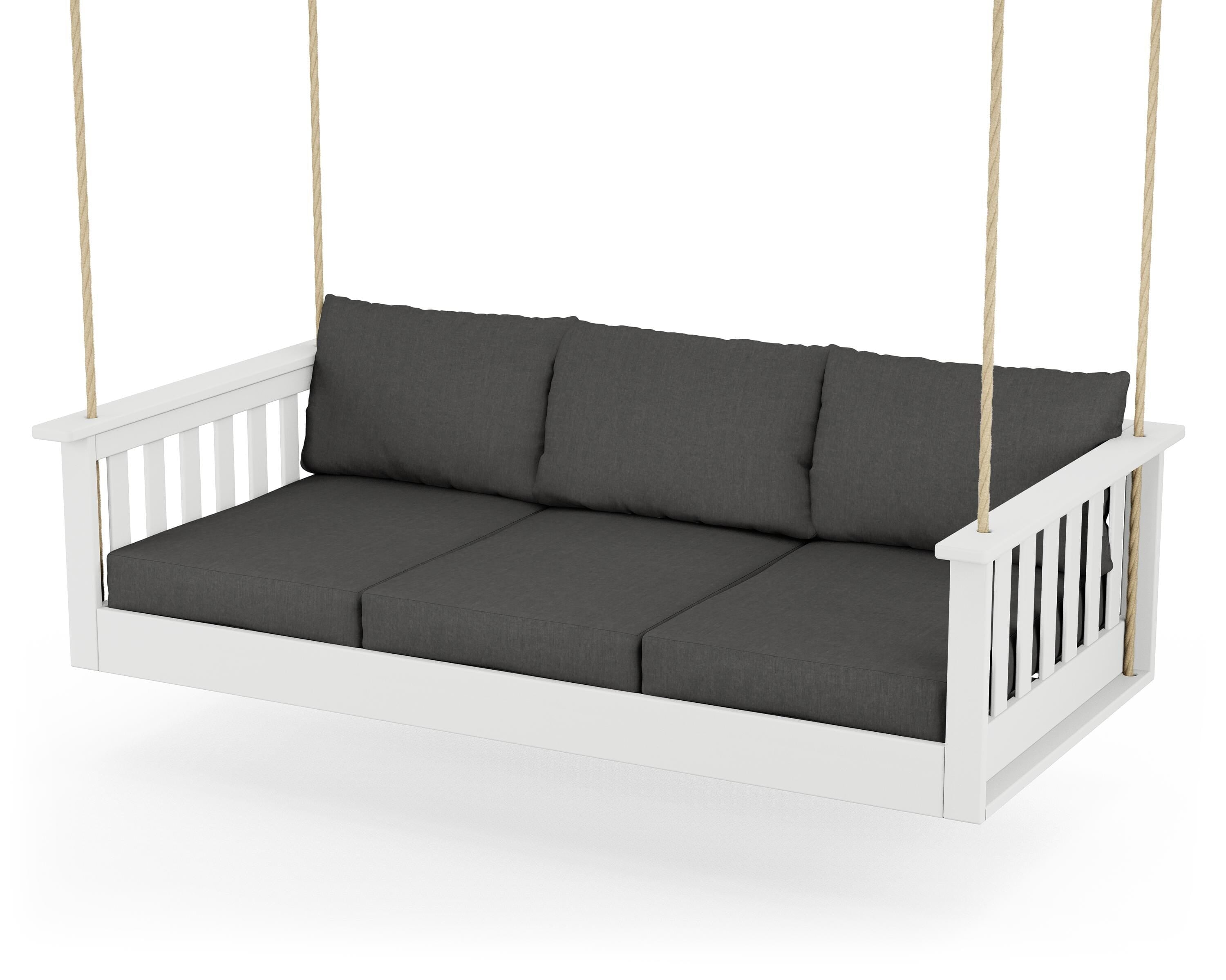 POLYWOOD® Vineyard Daybed Swing in White / Spectrum Carbon
