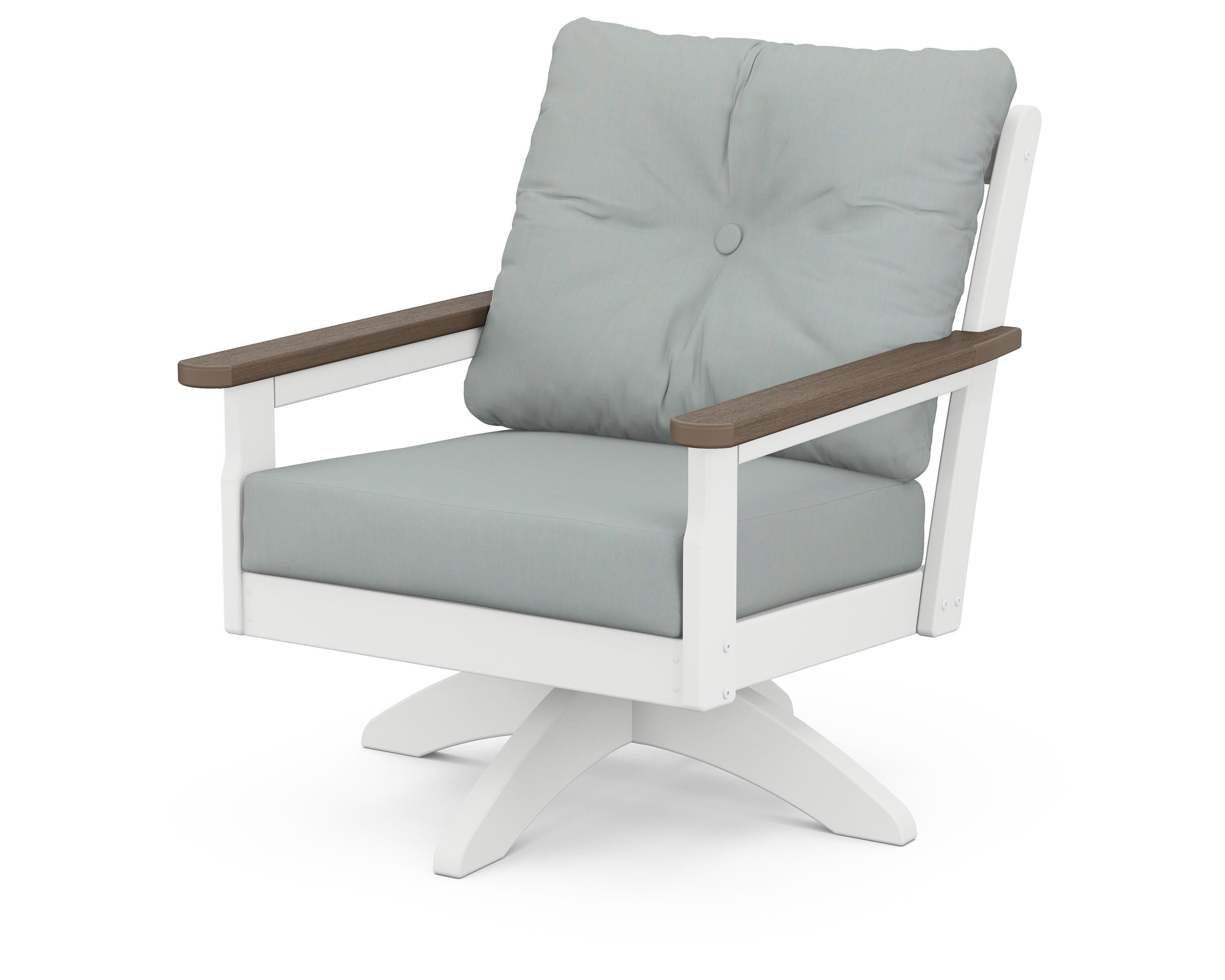 POLYWOOD® Vineyard Deep Seating Swivel Chair in White / Kona / Spa