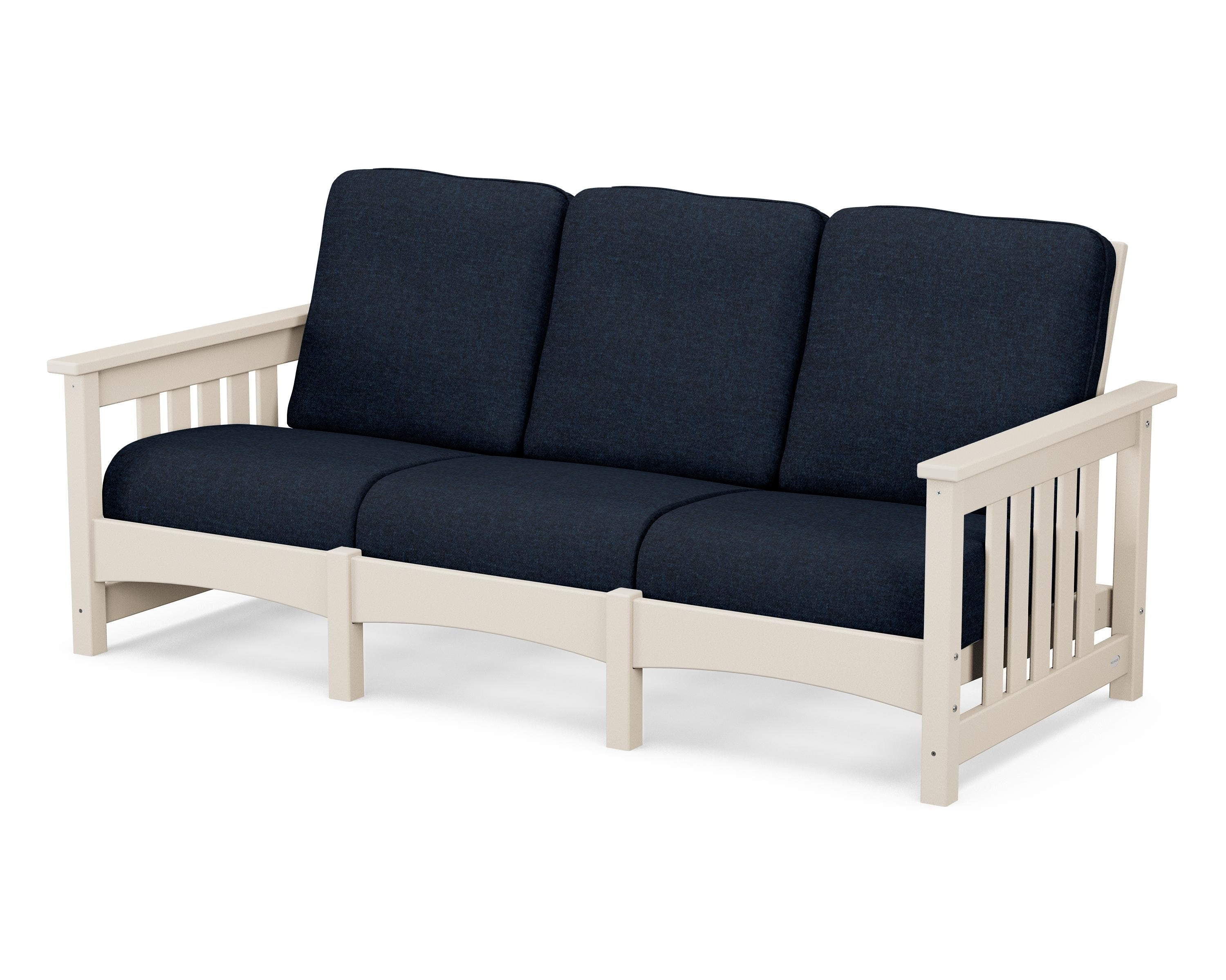 POLYWOOD® Club Mission Sofa in Sand / Marine Indigo