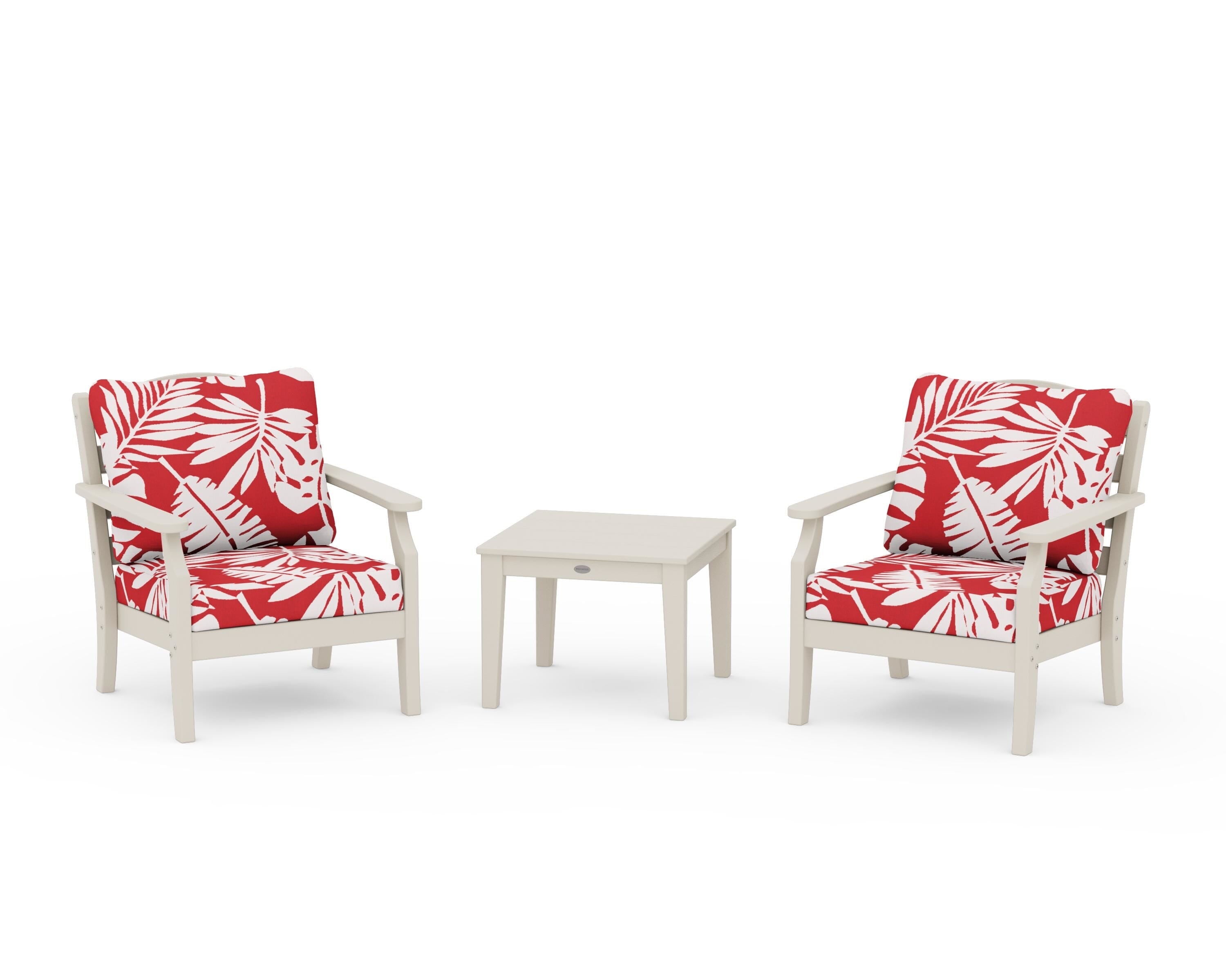 Draper James™ by POLYWOOD® Savannah 3-Piece Deep Seating Set in Sand / Leaf Crimson