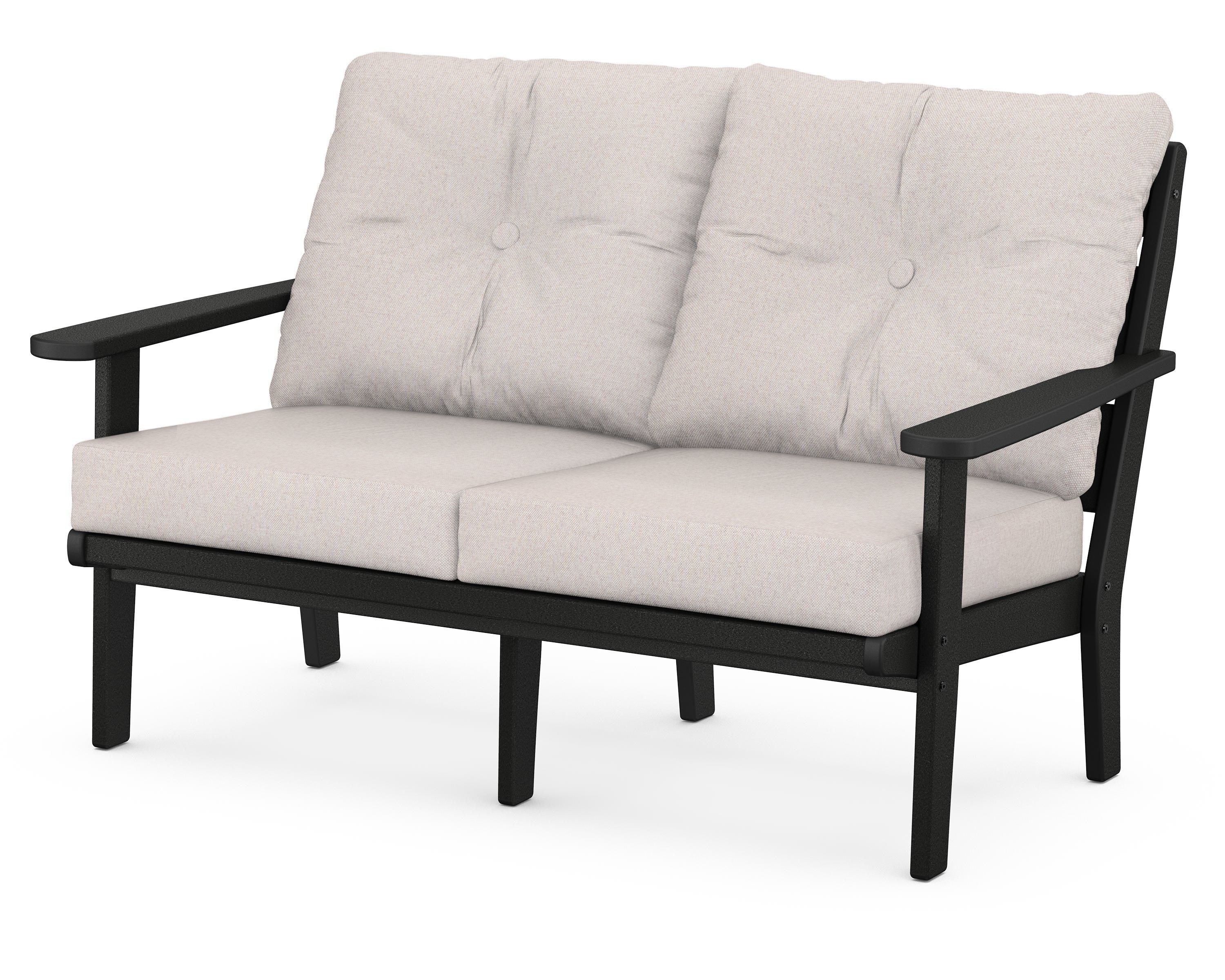 POLYWOOD® Lakeside Deep Seating Loveseat in Black / Dune Burlap