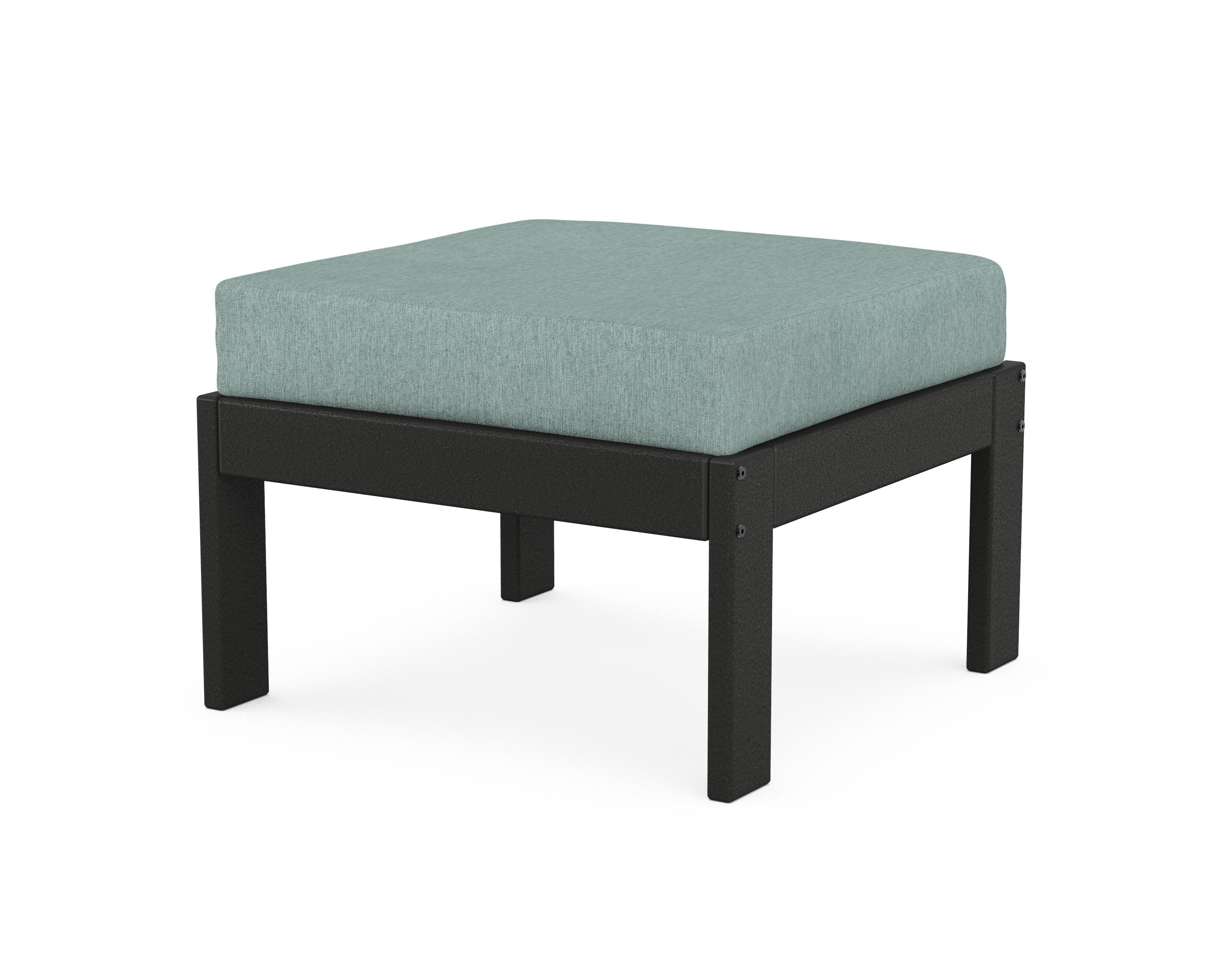 POLYWOOD® Vineyard Modular Ottoman in Black / Glacier Spa