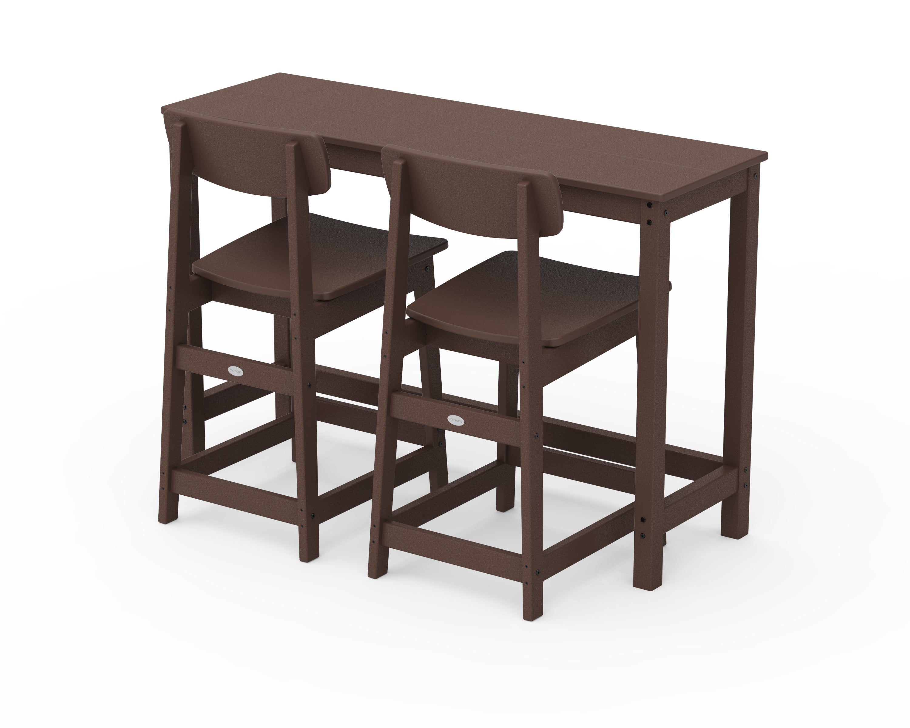 POLYWOOD® Modern Studio Urban Counter Chair 3-Piece Balcony Set in Mahogany