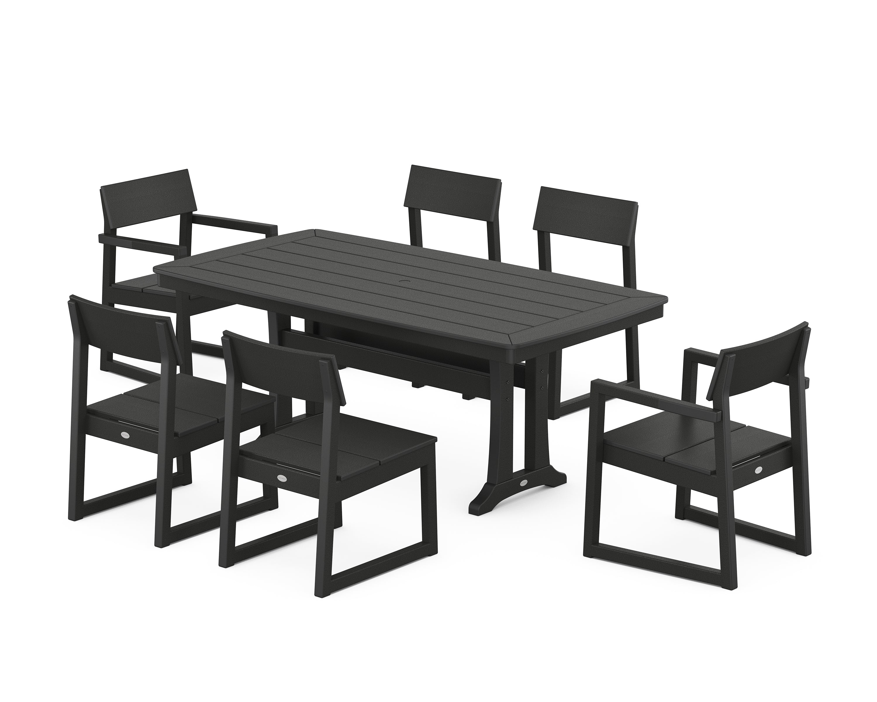 POLYWOOD® EDGE 7-Piece Dining Set with Trestle Legs in Black