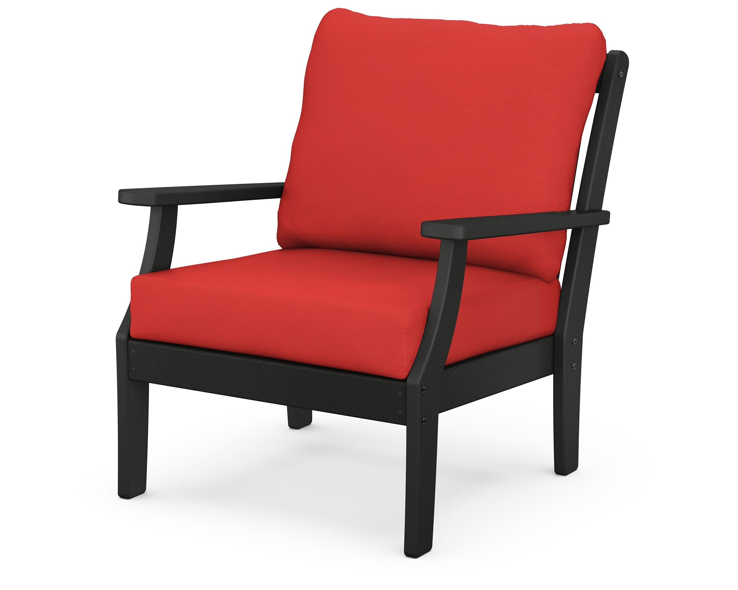 POLYWOOD® Braxton Deep Seating Chair in Black / Crimson Linen
