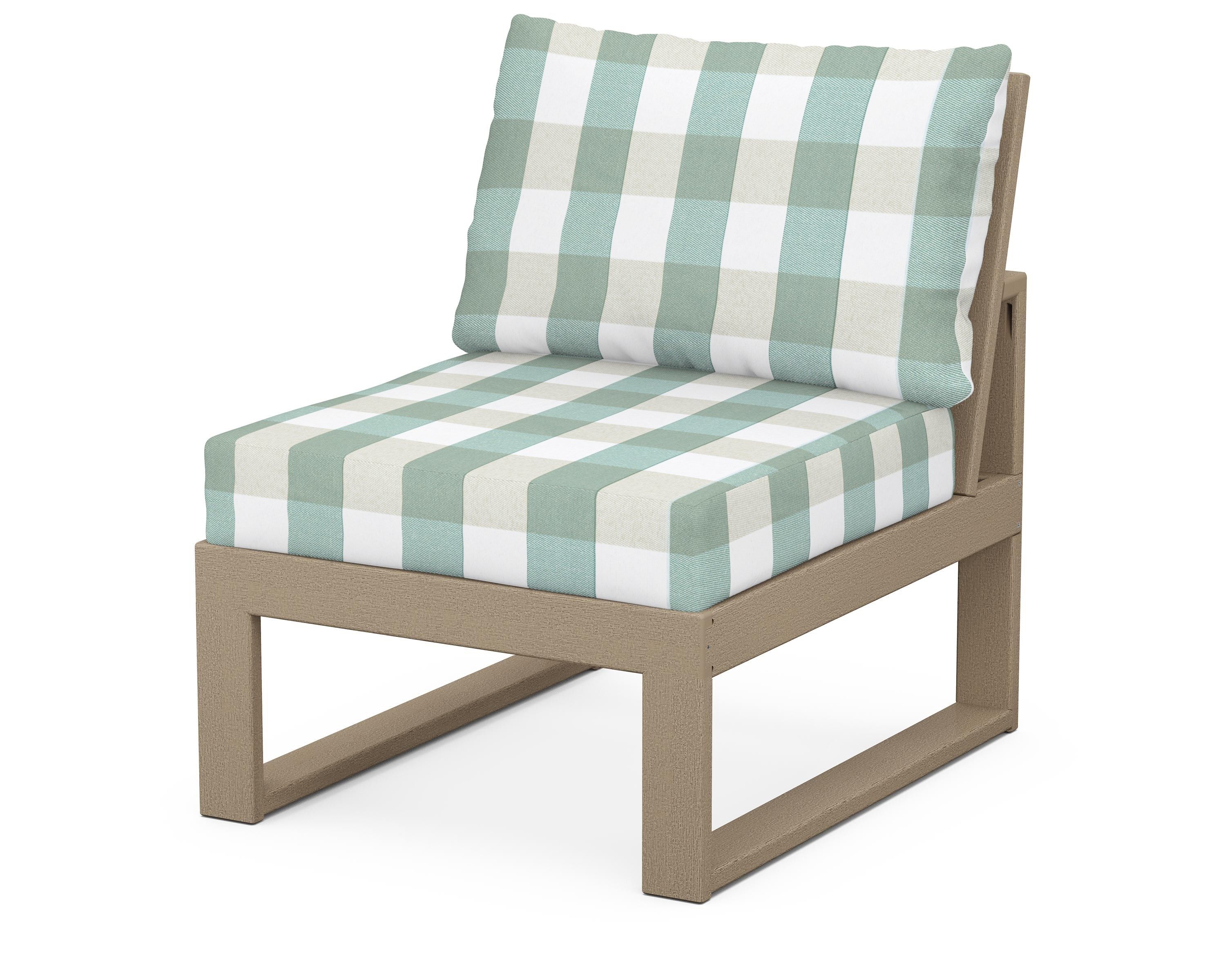 Unbranded Modular Armless Chair in Vintage Sahara / Buffalo Plaid Glacier Spa