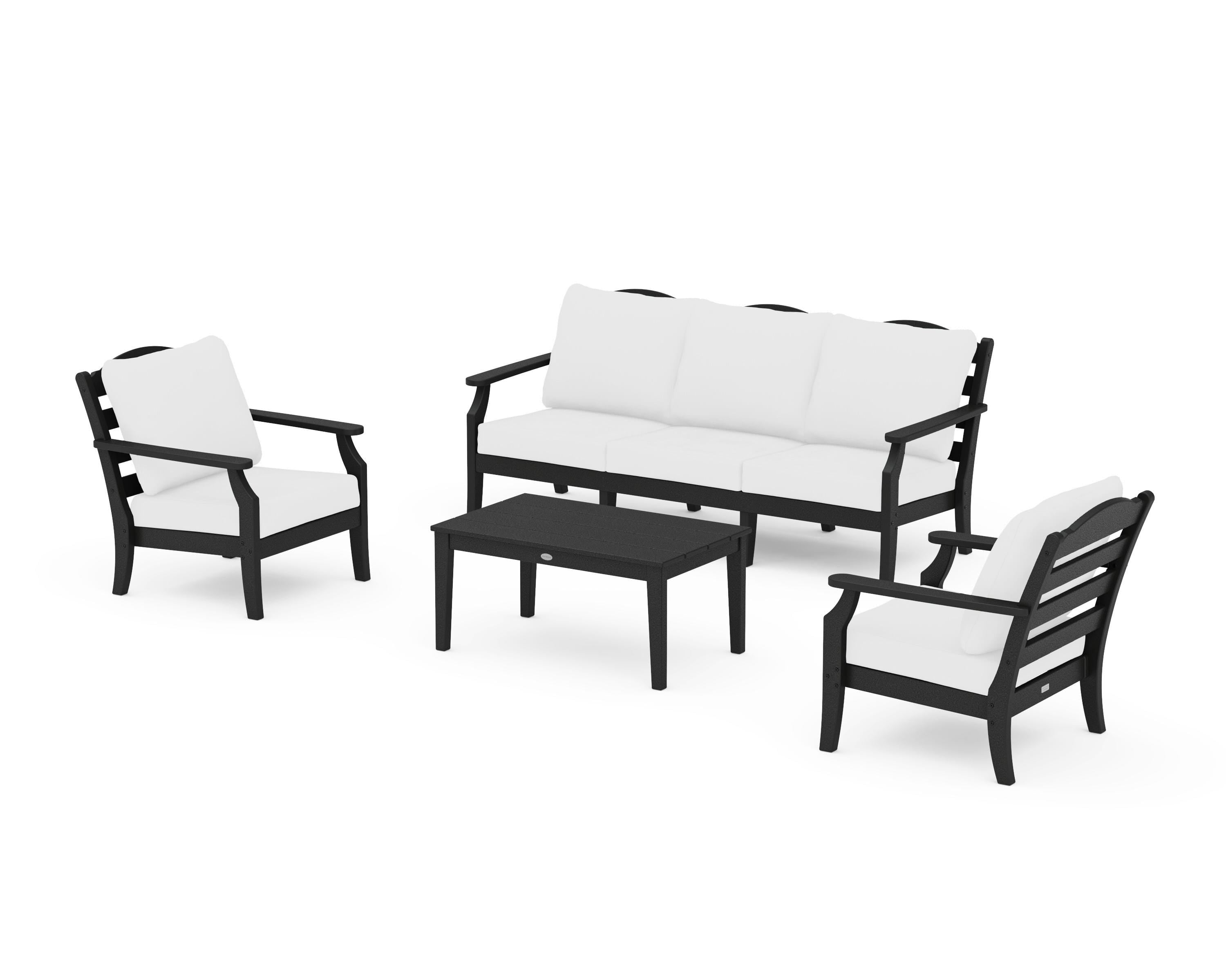 Draper James™ by POLYWOOD® Savannah 4-Piece Deep Seating Set with Sofa in Black / Natural