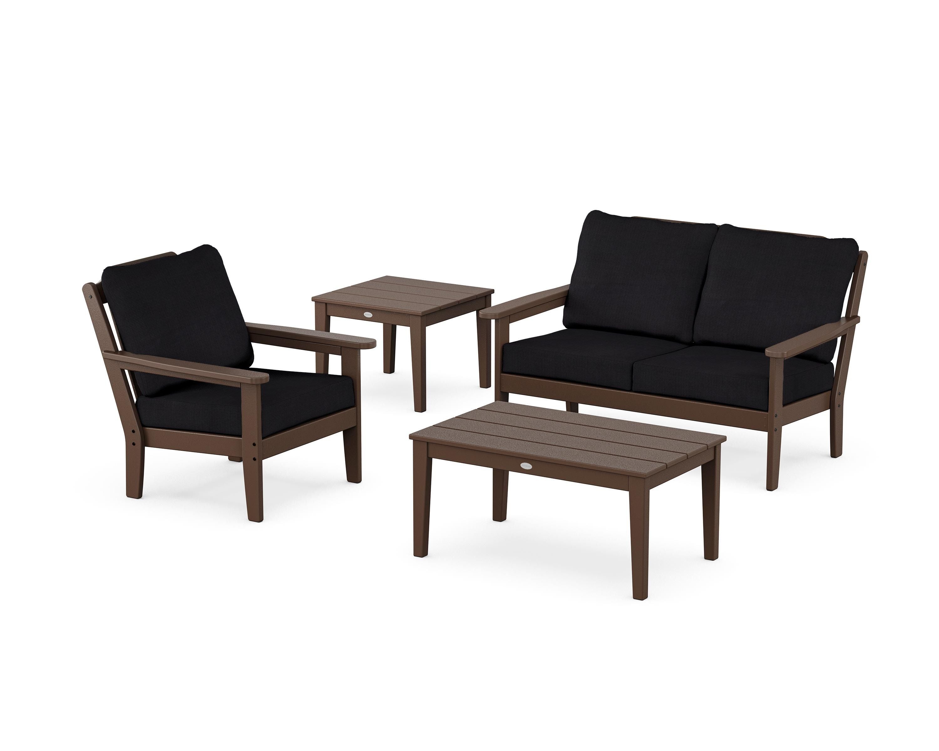 Country Living Wovendale 4-Piece Deep Seating Set in Mahogany / Midnight Linen