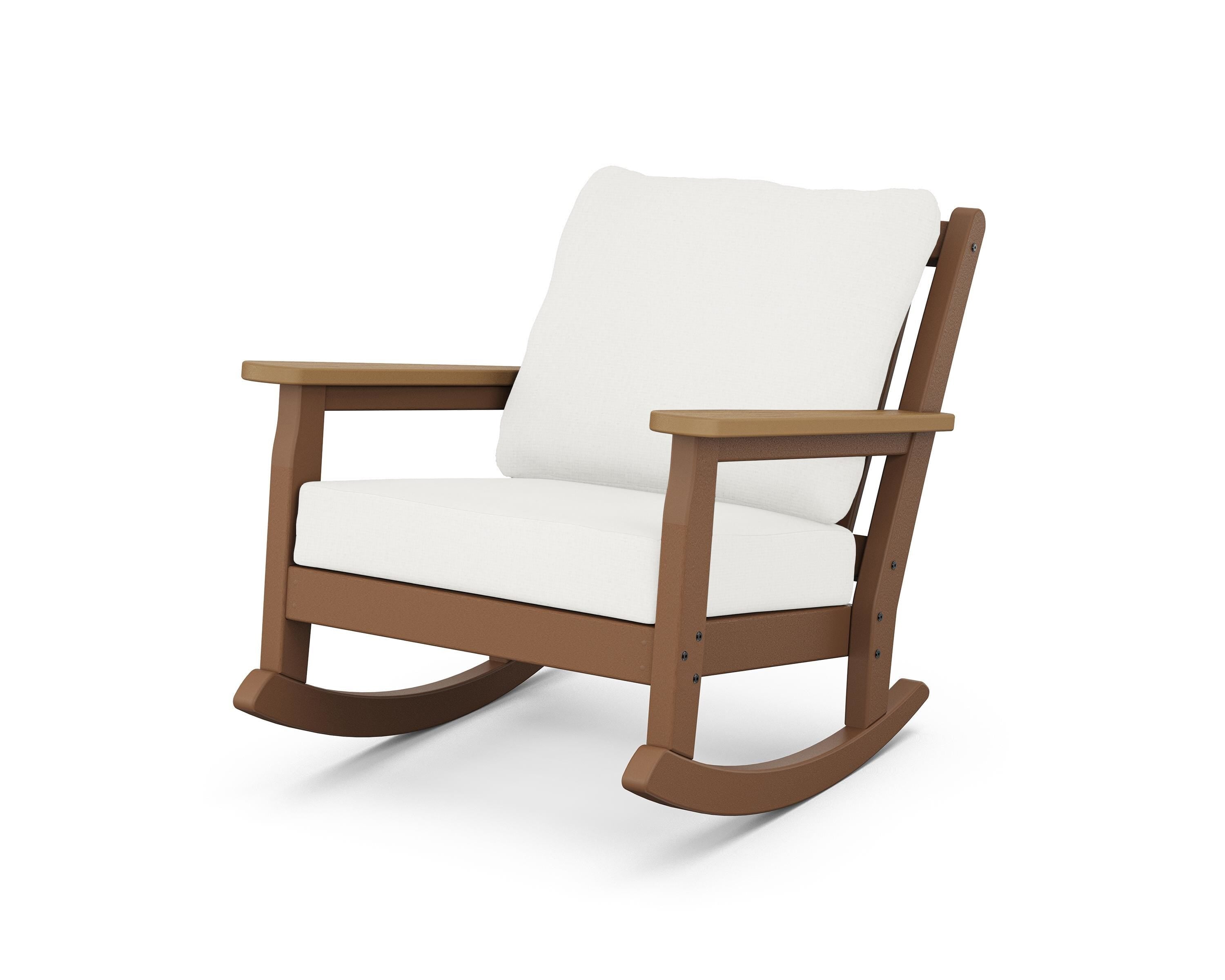 POLYWOOD® Chippendale Deep Seating Rocking Chair in Teak / Natural / Natural Linen