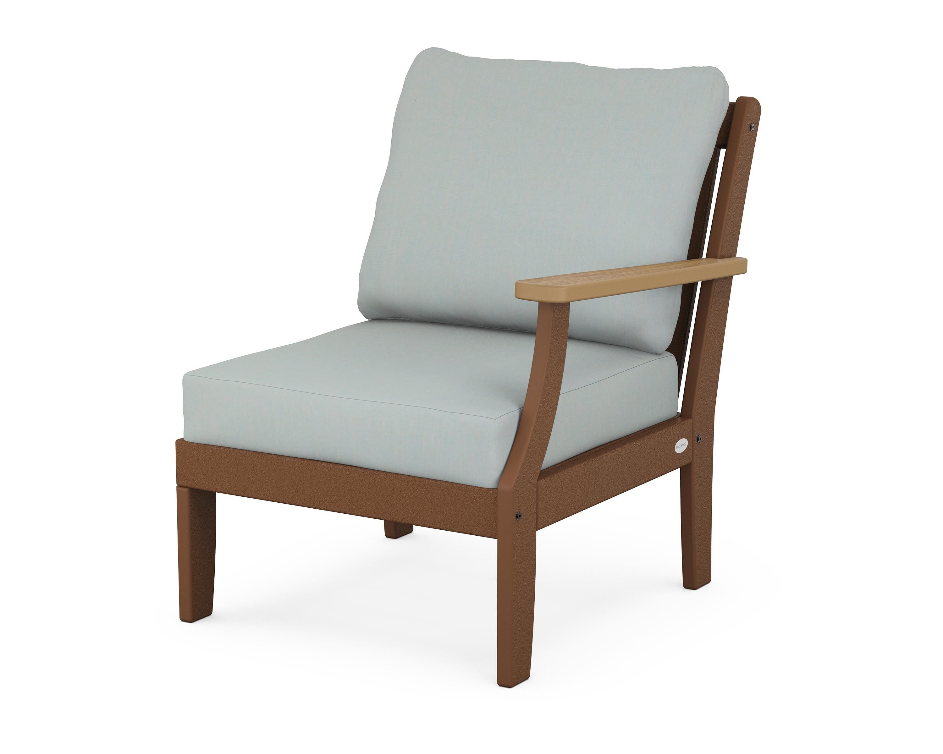 POLYWOOD® Braxton Modular Right Arm Chair in Teak / Natural / Spa