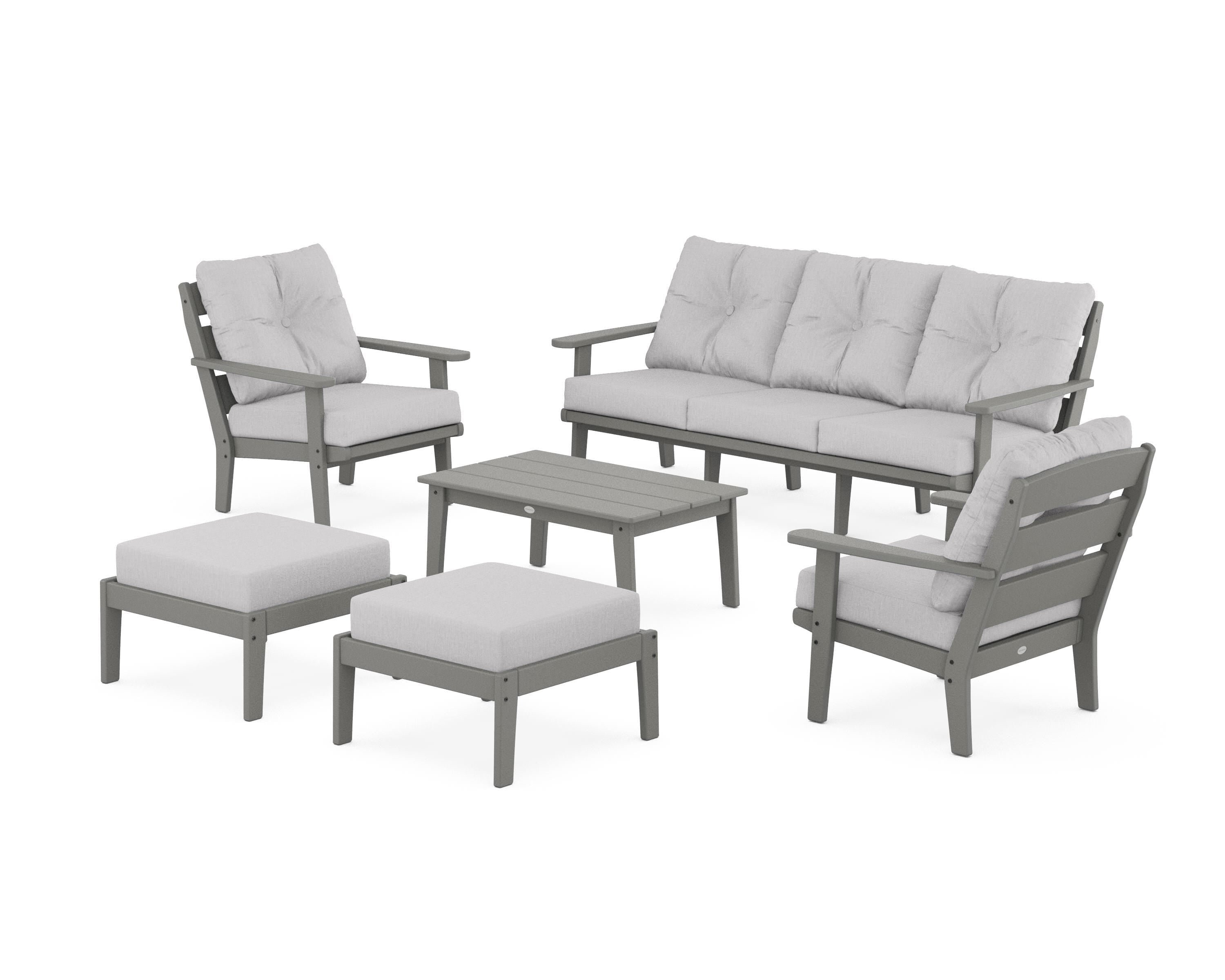 POLYWOOD® Lakeside 6-Piece Lounge Sofa Set in Slate Grey / Granite