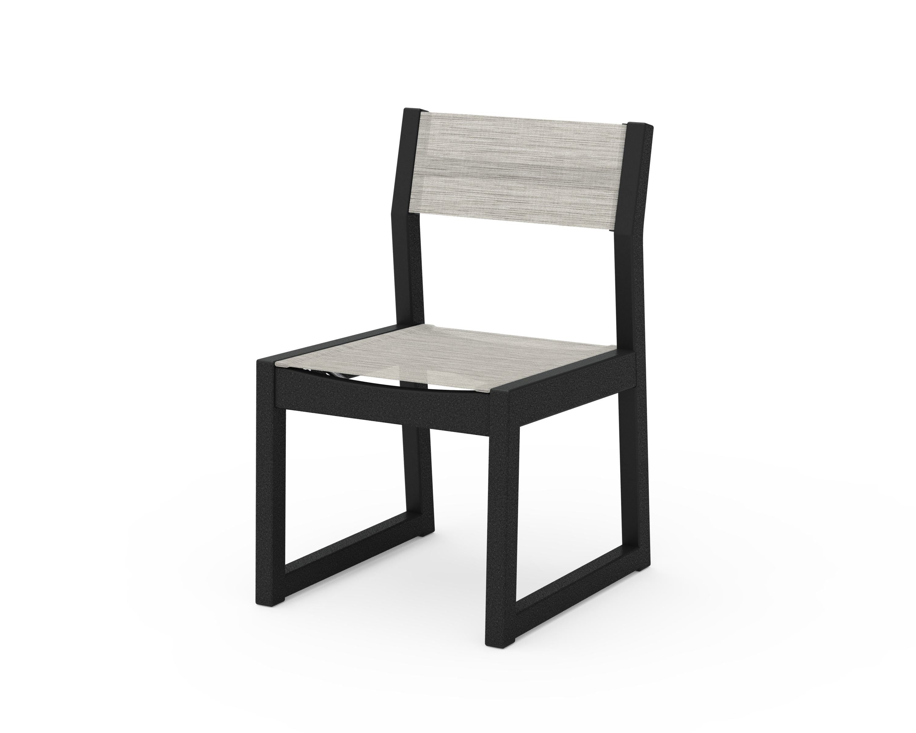 POLYWOOD® Edge Sling Dining Side Chair - 2 Chairs in Black / Birch Sling