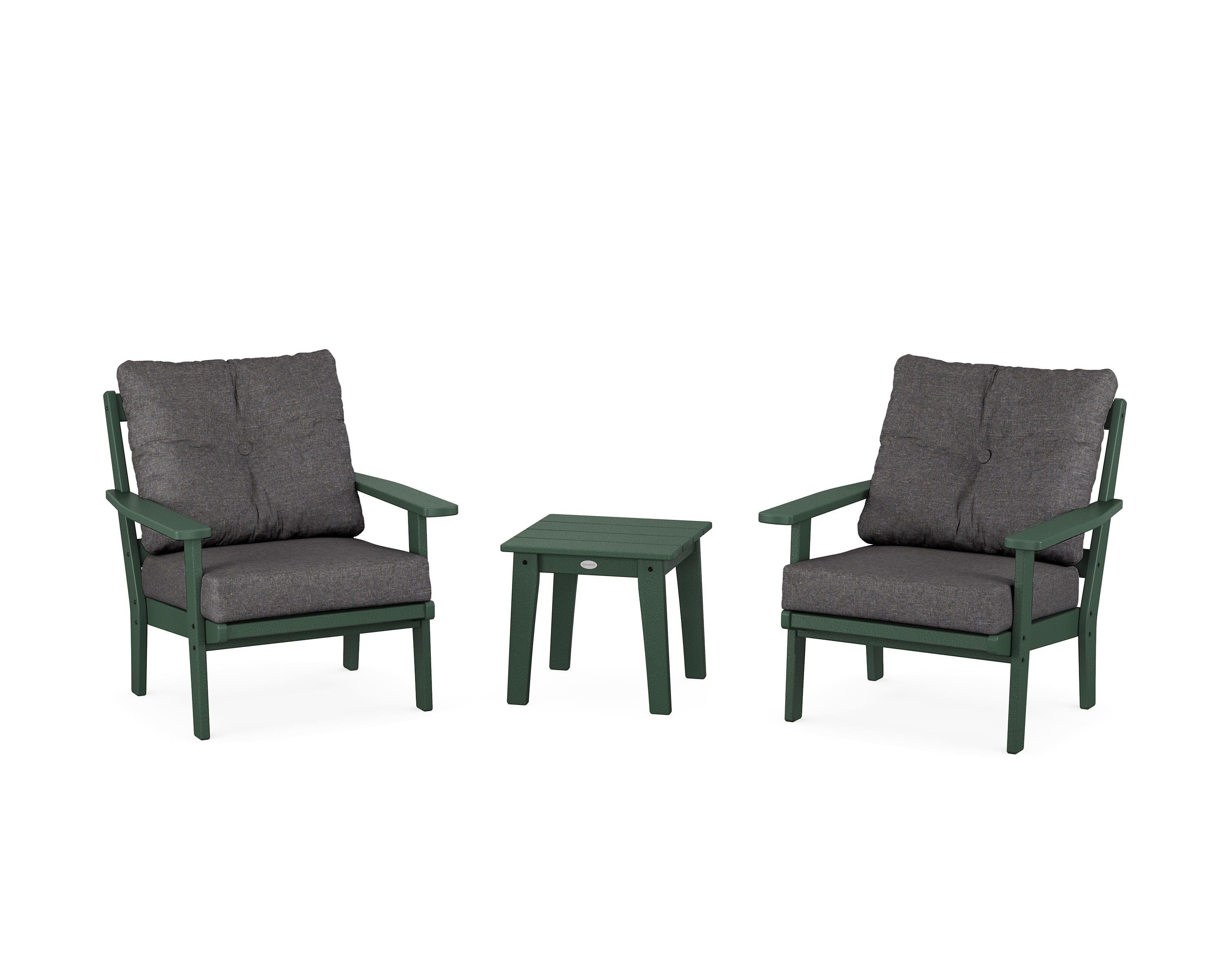 POLYWOOD® Prairie 3-Piece Deep Seating Set in Green / Ash Charcoal