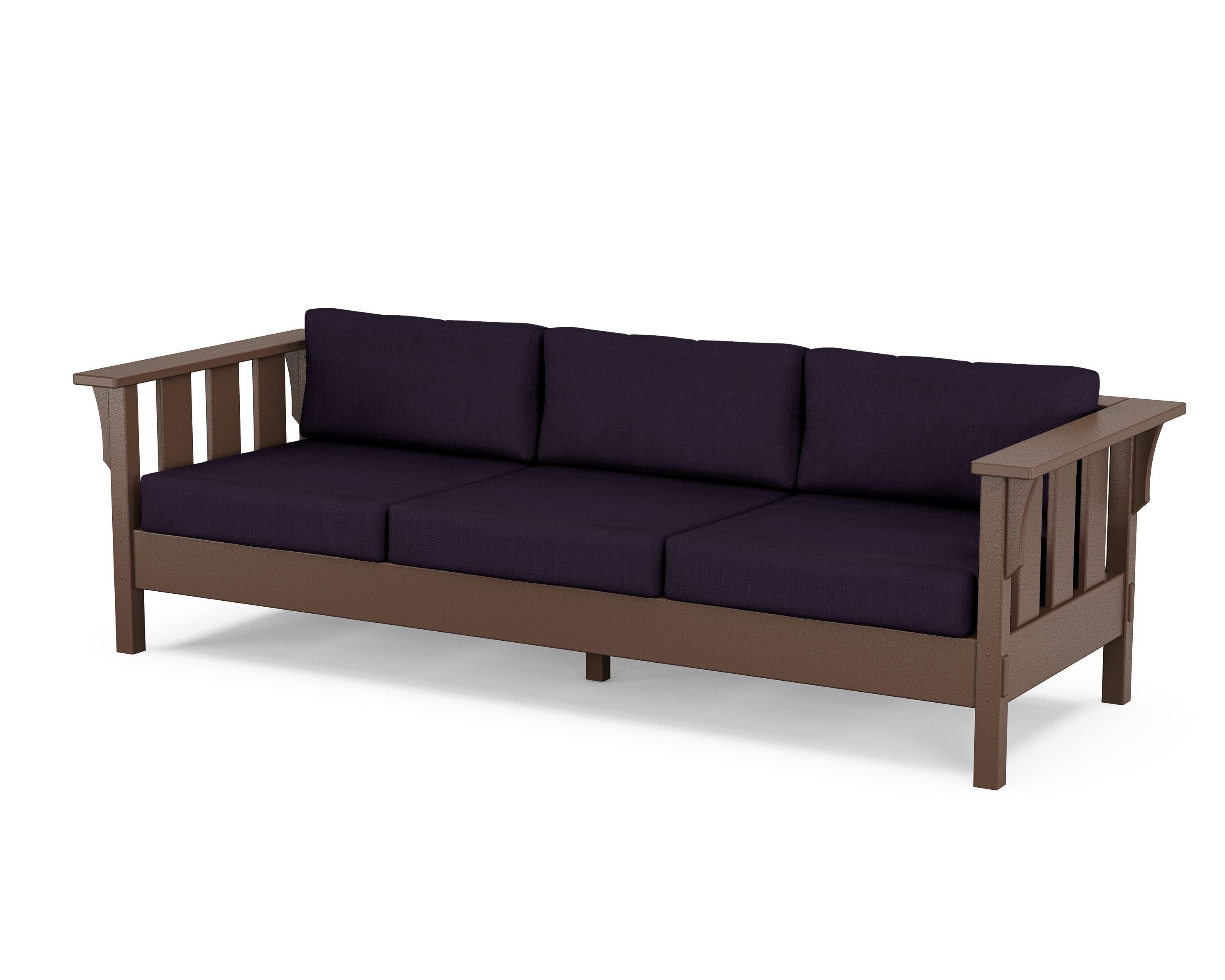 Martha Stewart by POLYWOOD® Acadia Deep Seating Sofa in Mahogany / Navy Linen