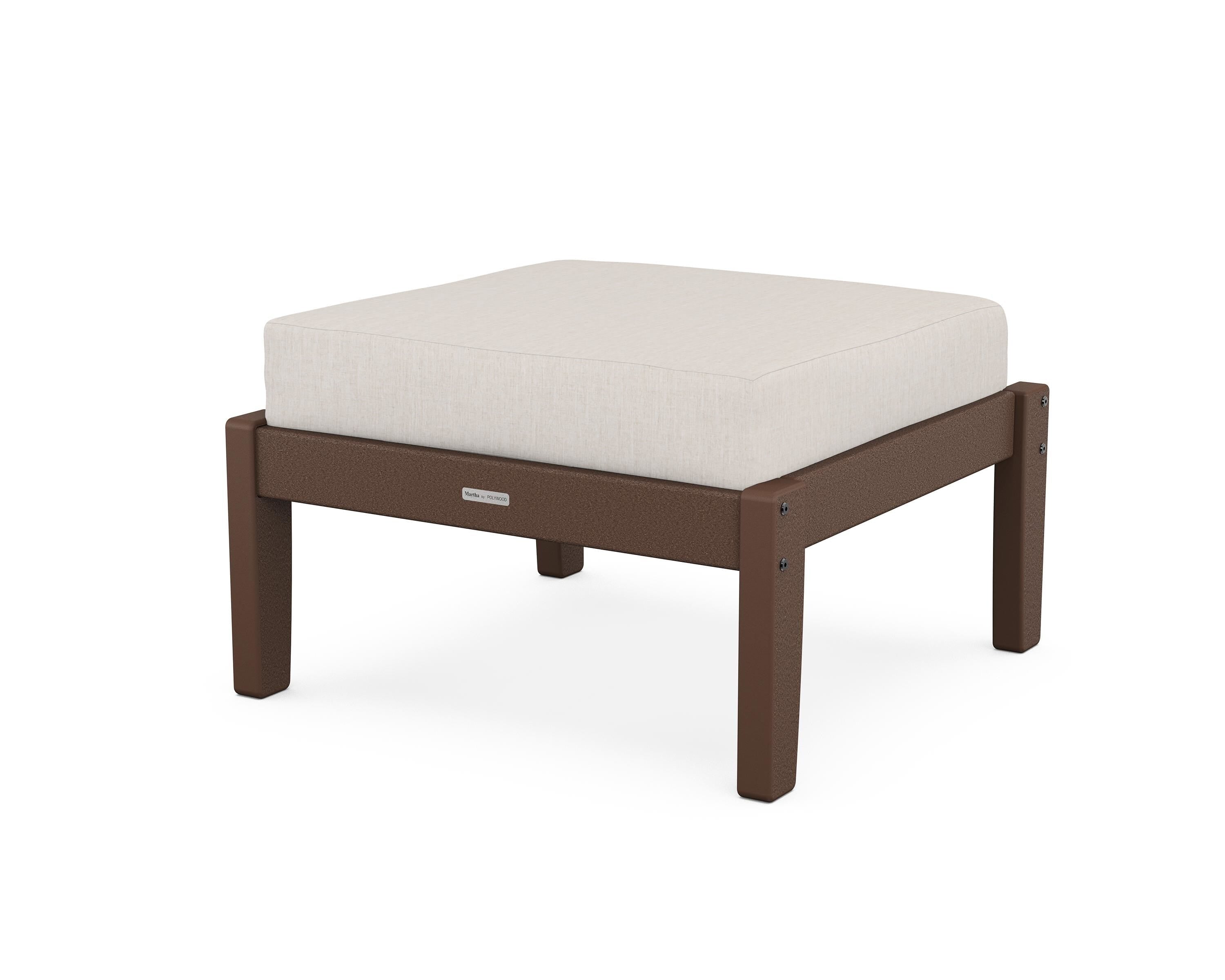Martha Stewart by POLYWOOD® Chinoiserie Deep Seating Ottoman in Mahogany / Cast Ash
