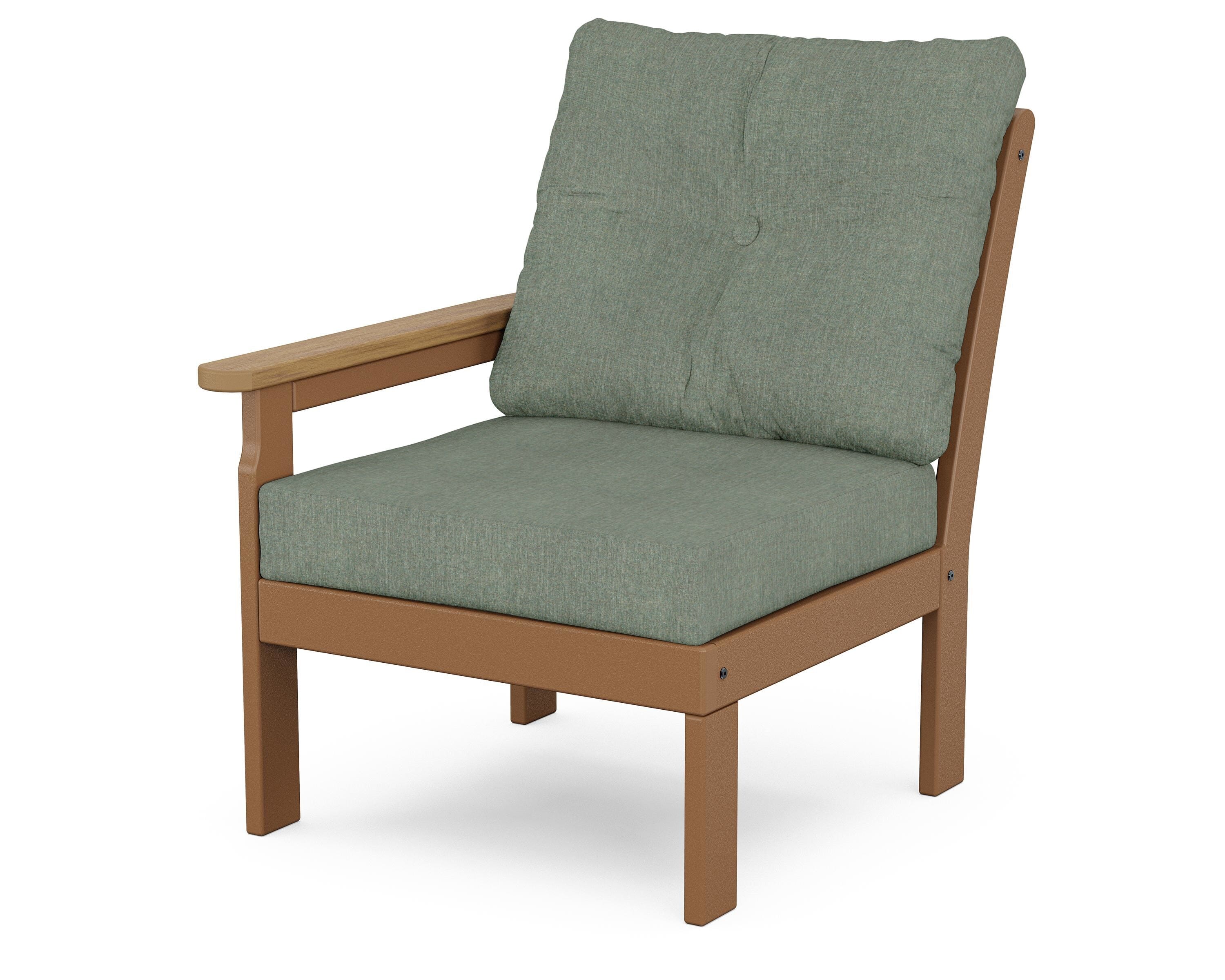 POLYWOOD® Vineyard Modular Left Arm Chair in Teak / Natural / Cast Sage