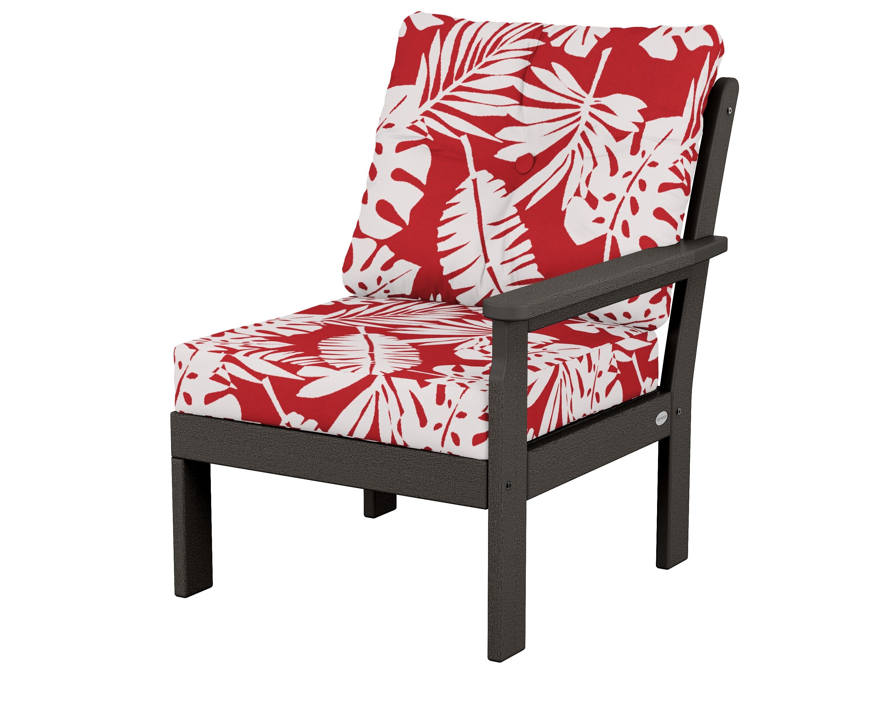 POLYWOOD® Vineyard Modular Right Arm Chair in Vintage Coffee / Leaf Crimson