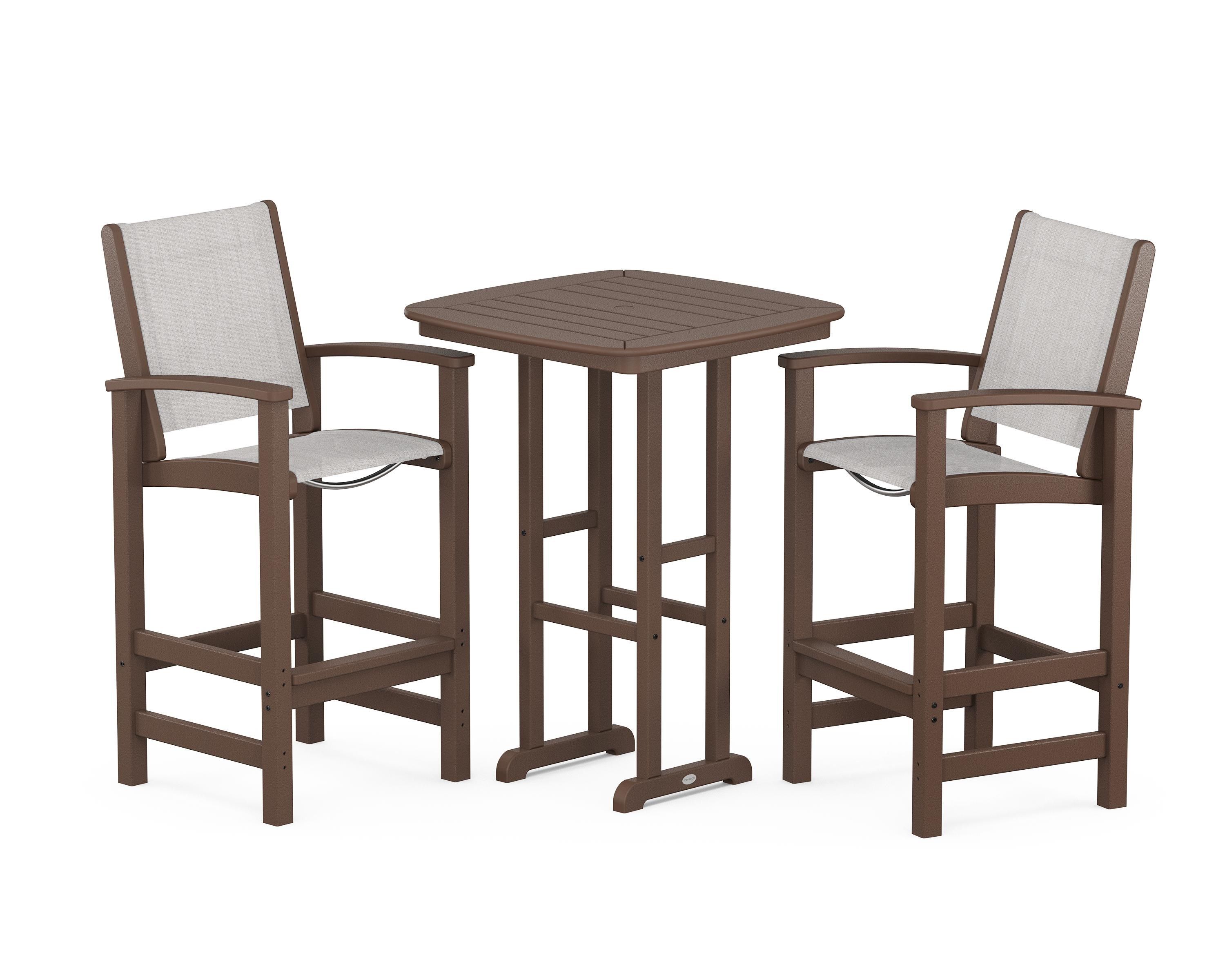 POLYWOOD® Coastal 3-Piece Bar Set in Mahogany / Parchment Sling