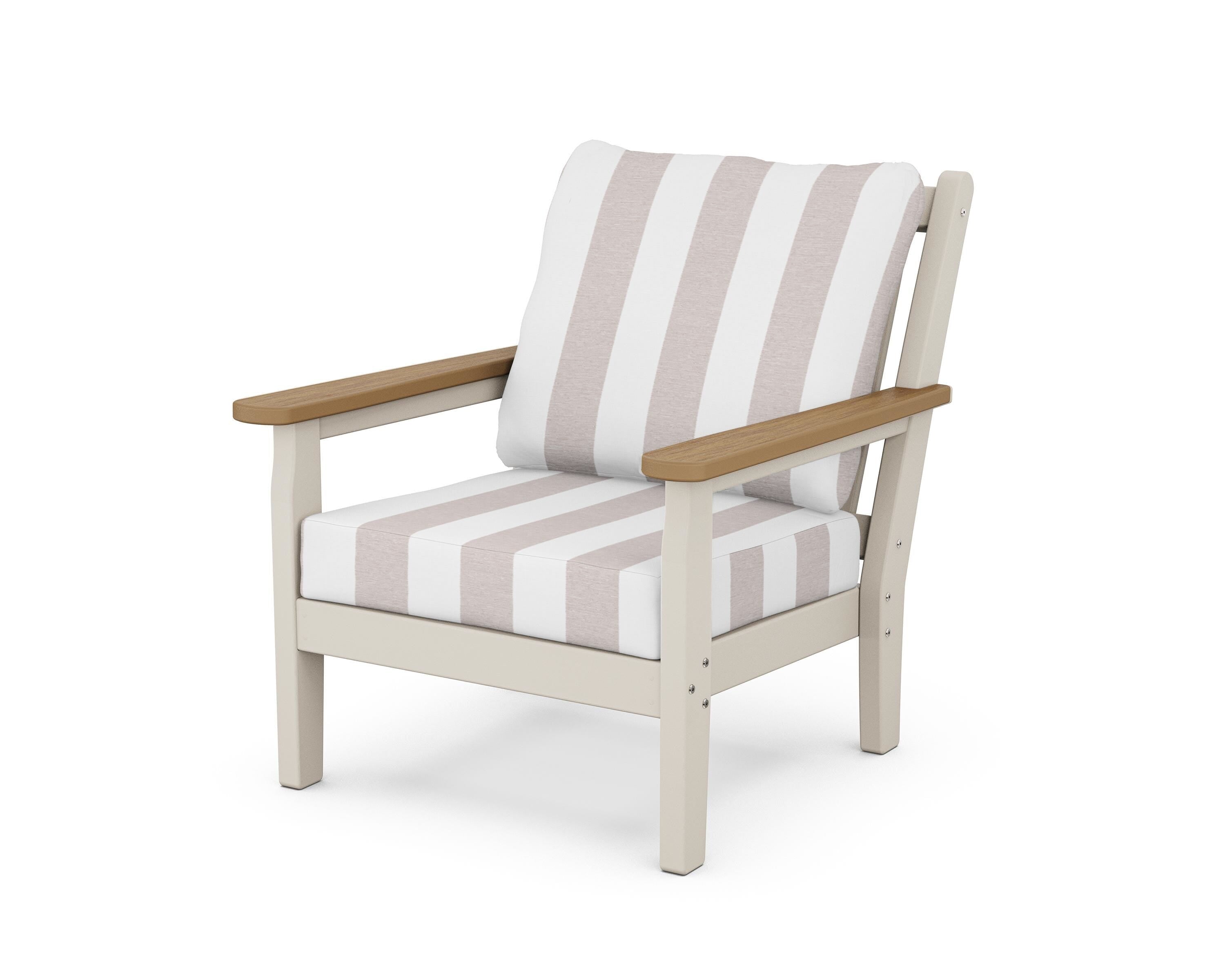 POLYWOOD® Chippendale Deep Seating Chair in Sand / Natural / Cabana Stripe Dune Burlap