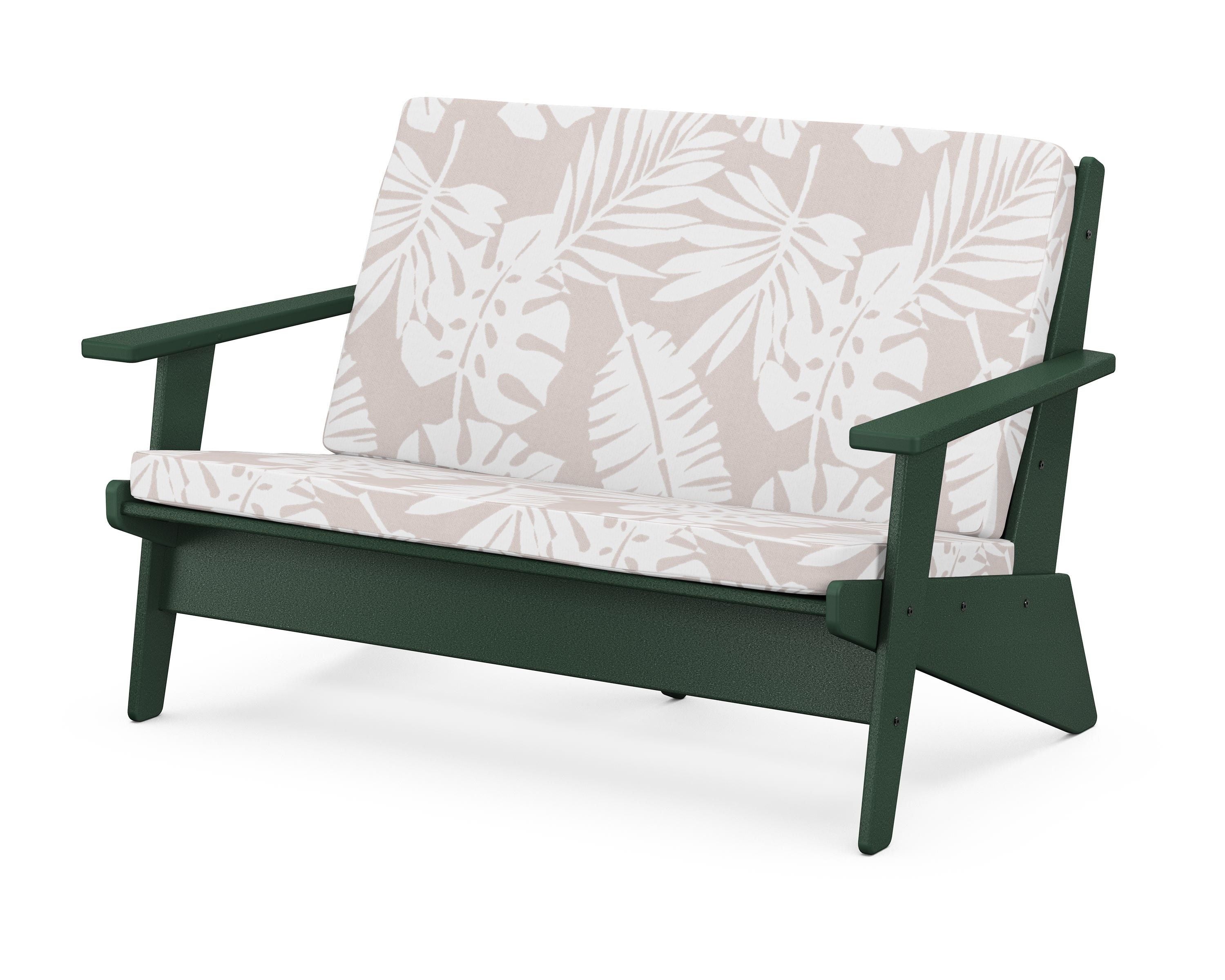 POLYWOOD® Riviera Modern Lounge Loveseat in Green / Leaf Dune Burlap