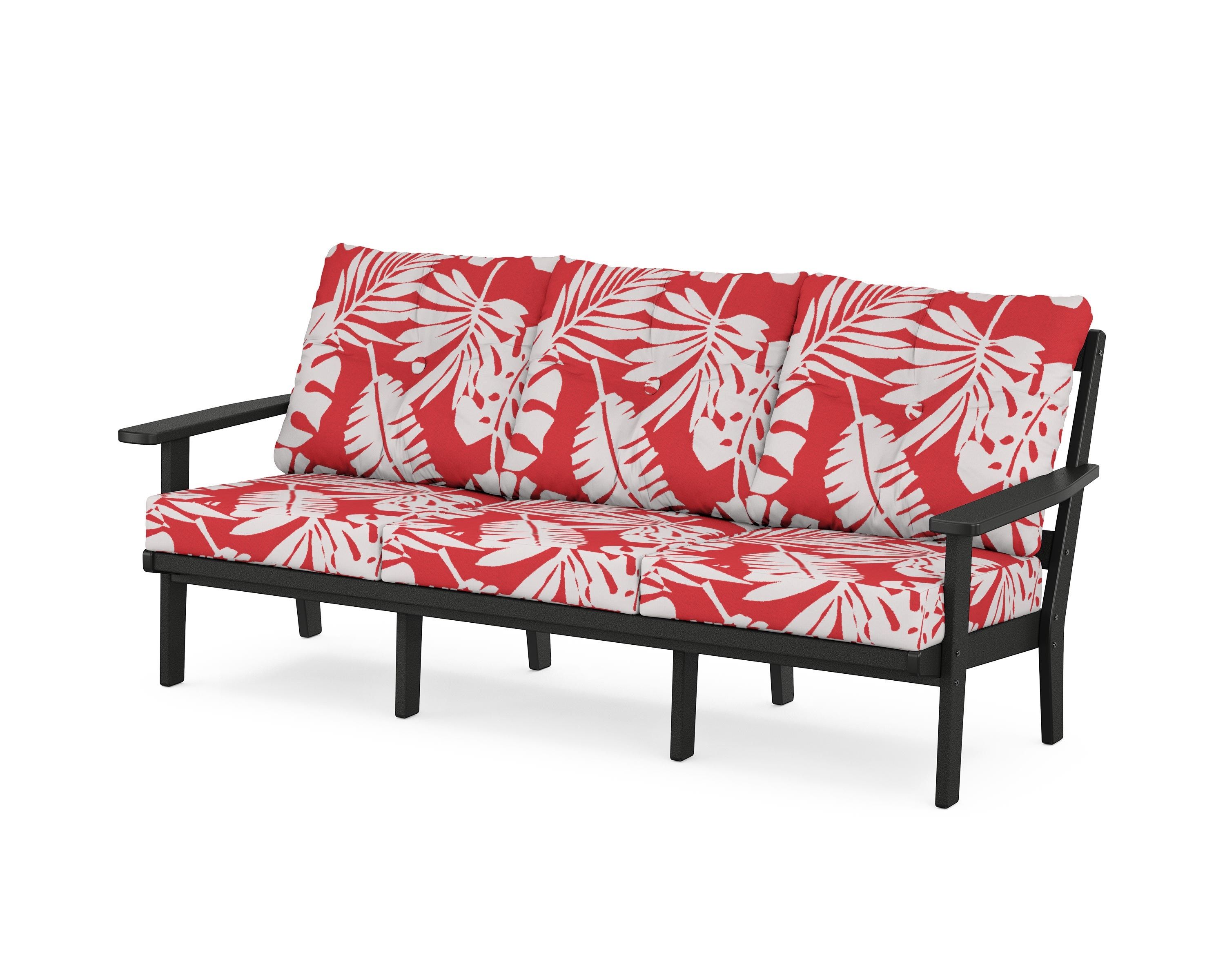 POLYWOOD® Prairie Deep Seating Sofa in Black / Leaf Crimson