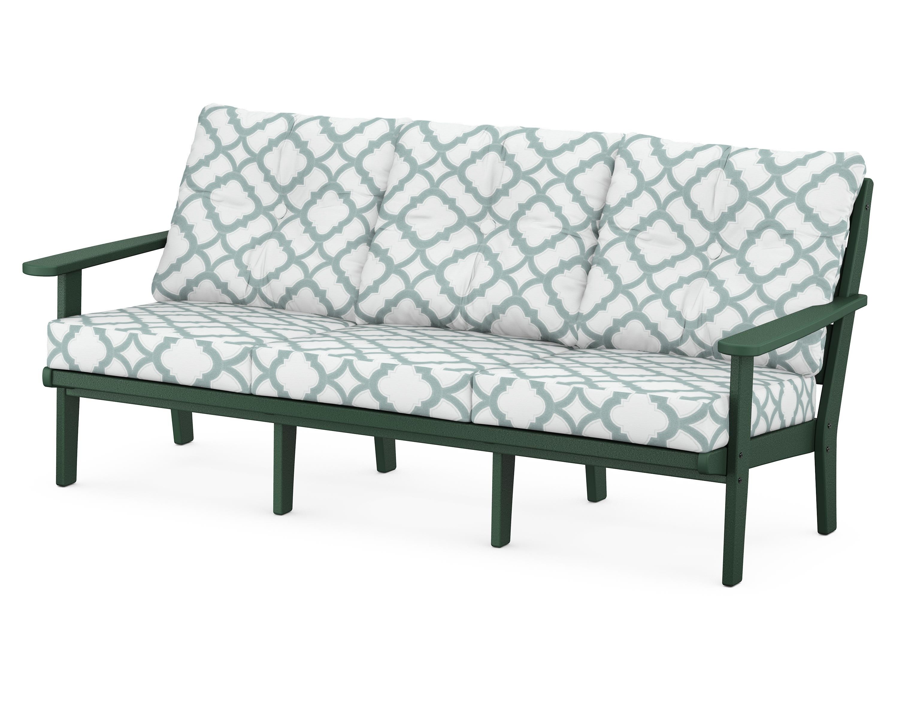 POLYWOOD® Lakeside Deep Seating Sofa in Green / Trellis Glacier Spa