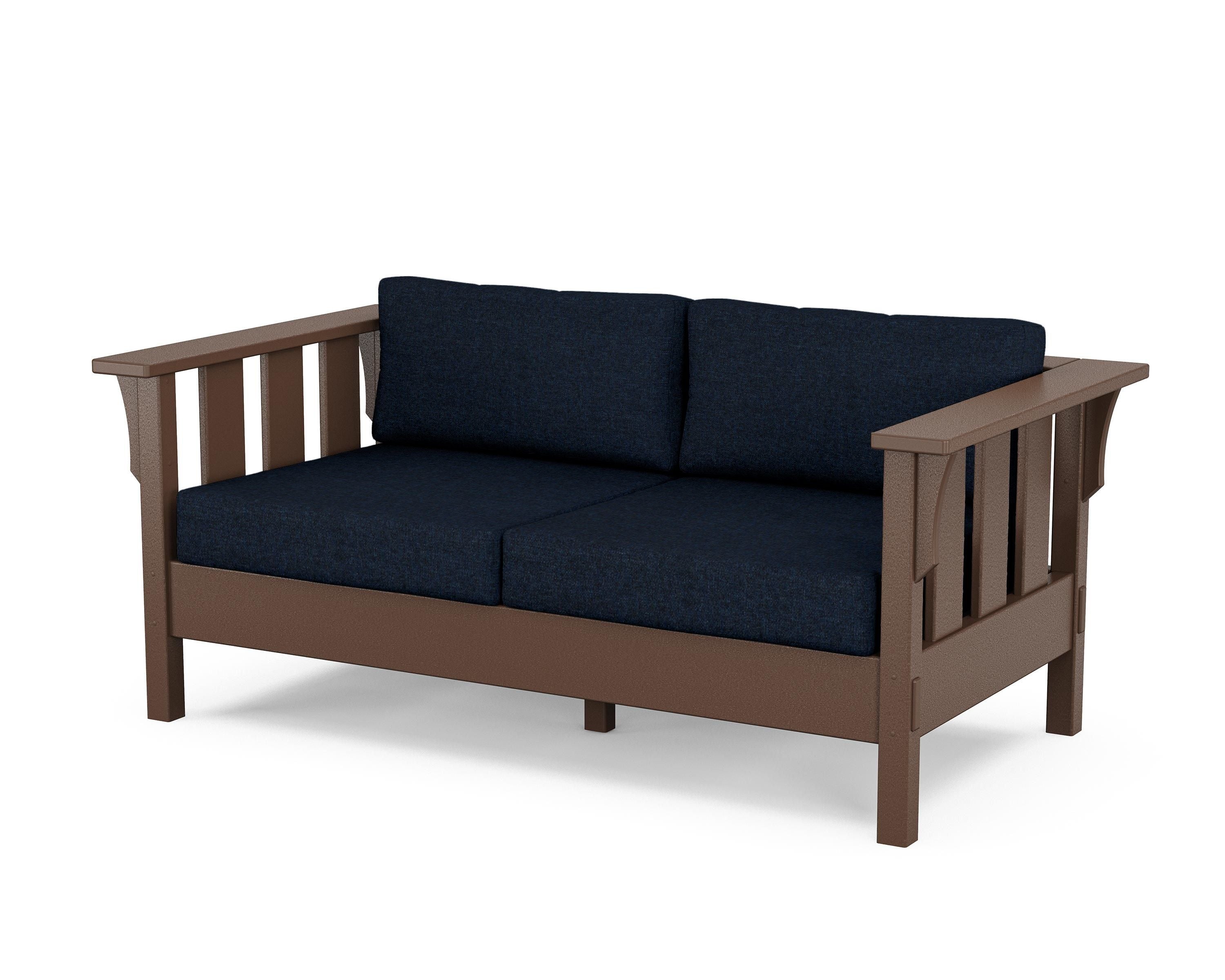 Martha Stewart by POLYWOOD® Acadia Deep Seating Loveseat in Mahogany / Marine Indigo