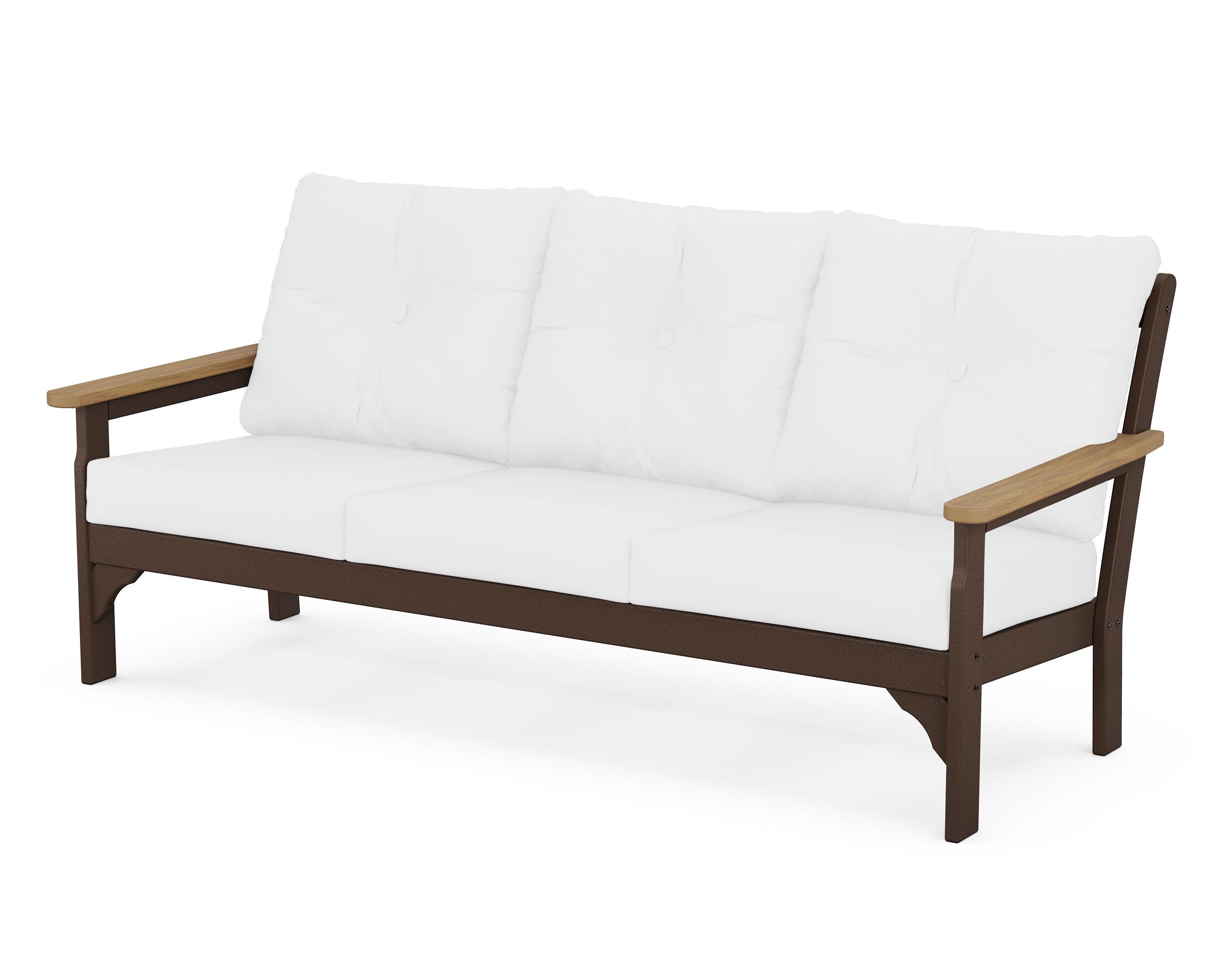 POLYWOOD® Vineyard Deep Seating Sofa in Mahogany / Natural / Natural