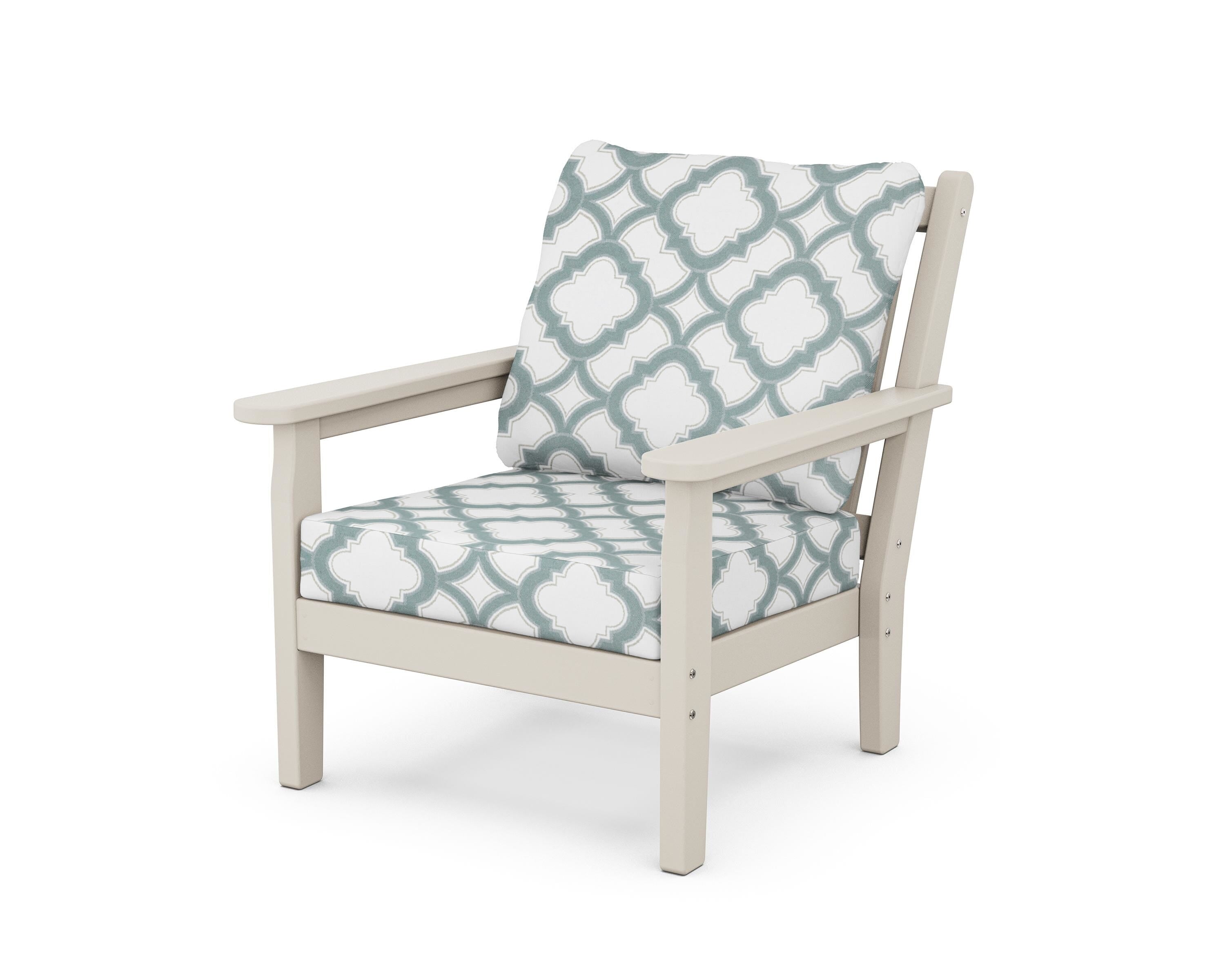 POLYWOOD® Chippendale Deep Seating Chair in Sand / Trellis Glacier Spa
