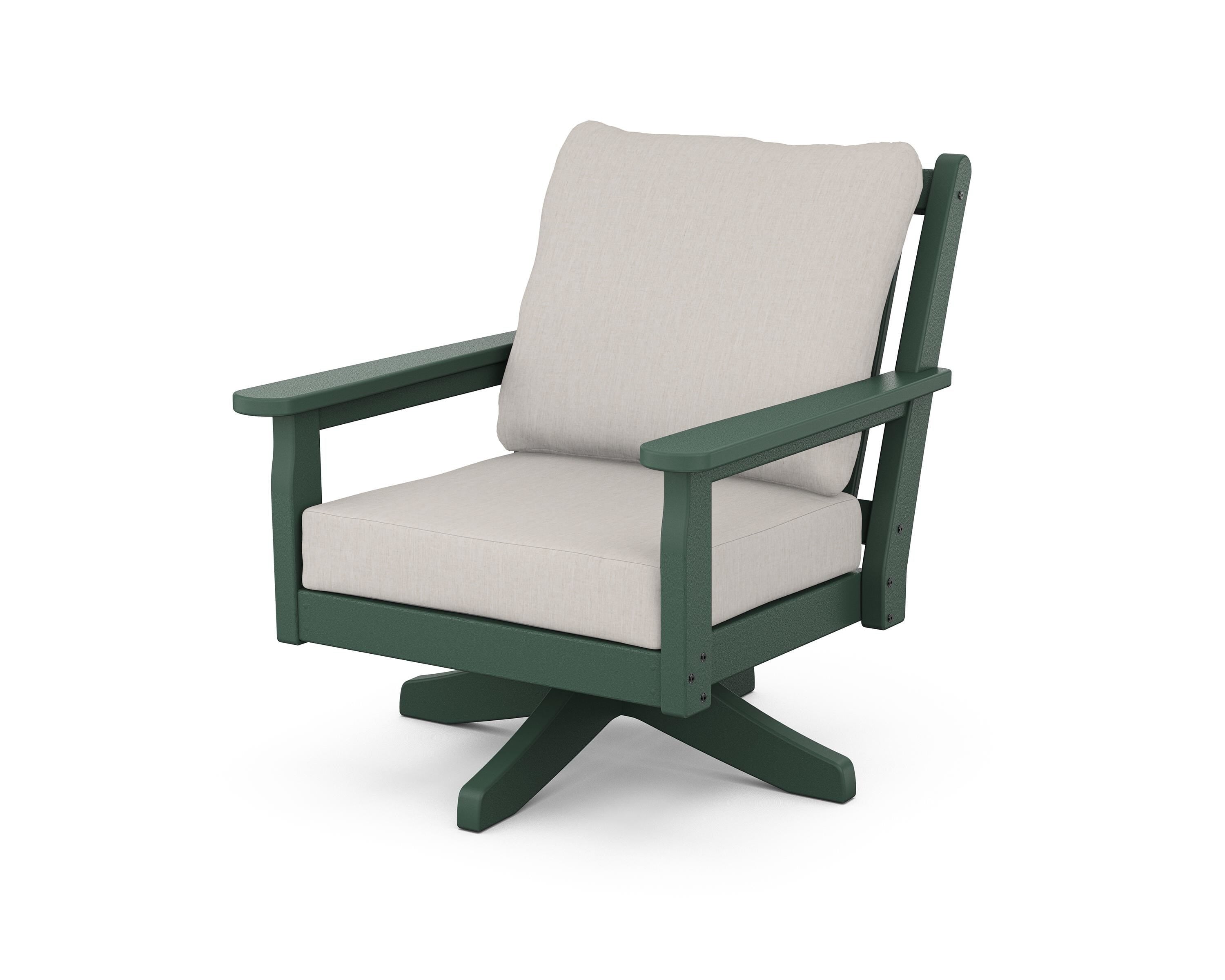 POLYWOOD® Chippendale Deep Seating Swivel Chair in Green / Cast Ash