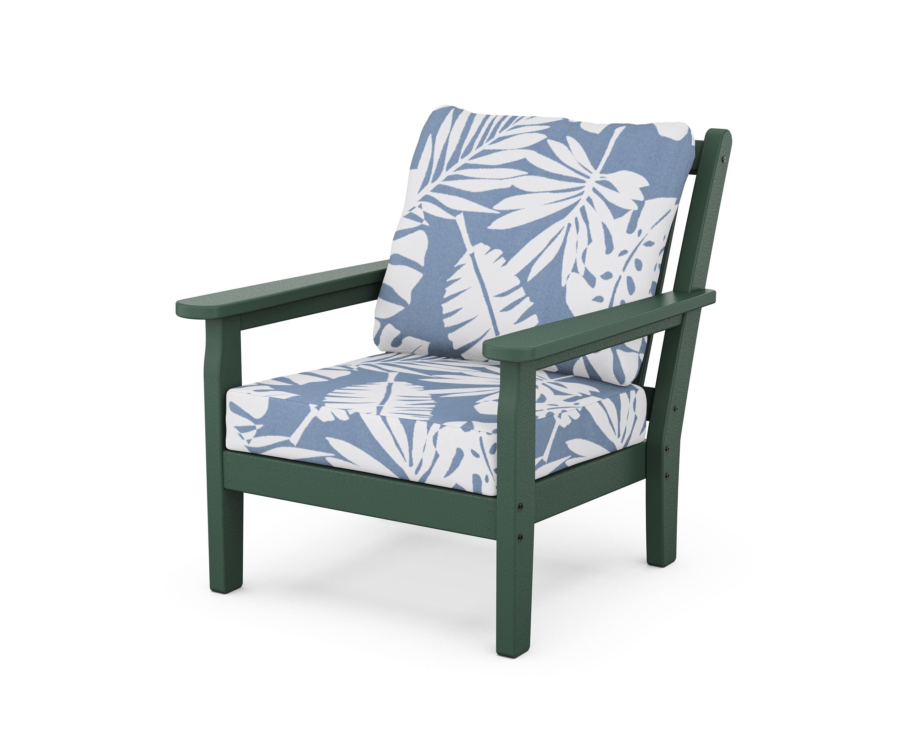 POLYWOOD® Chippendale Deep Seating Chair in Green / Leaf Sky Blue